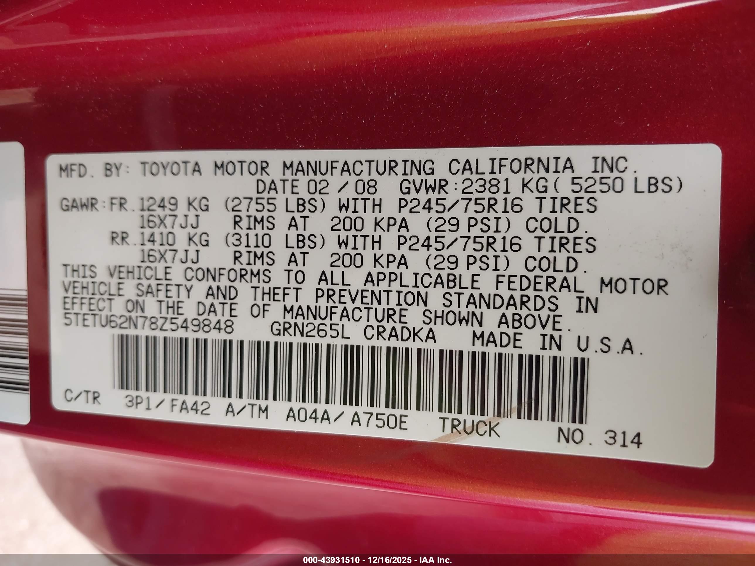 TOYOTA TACOMA image 9