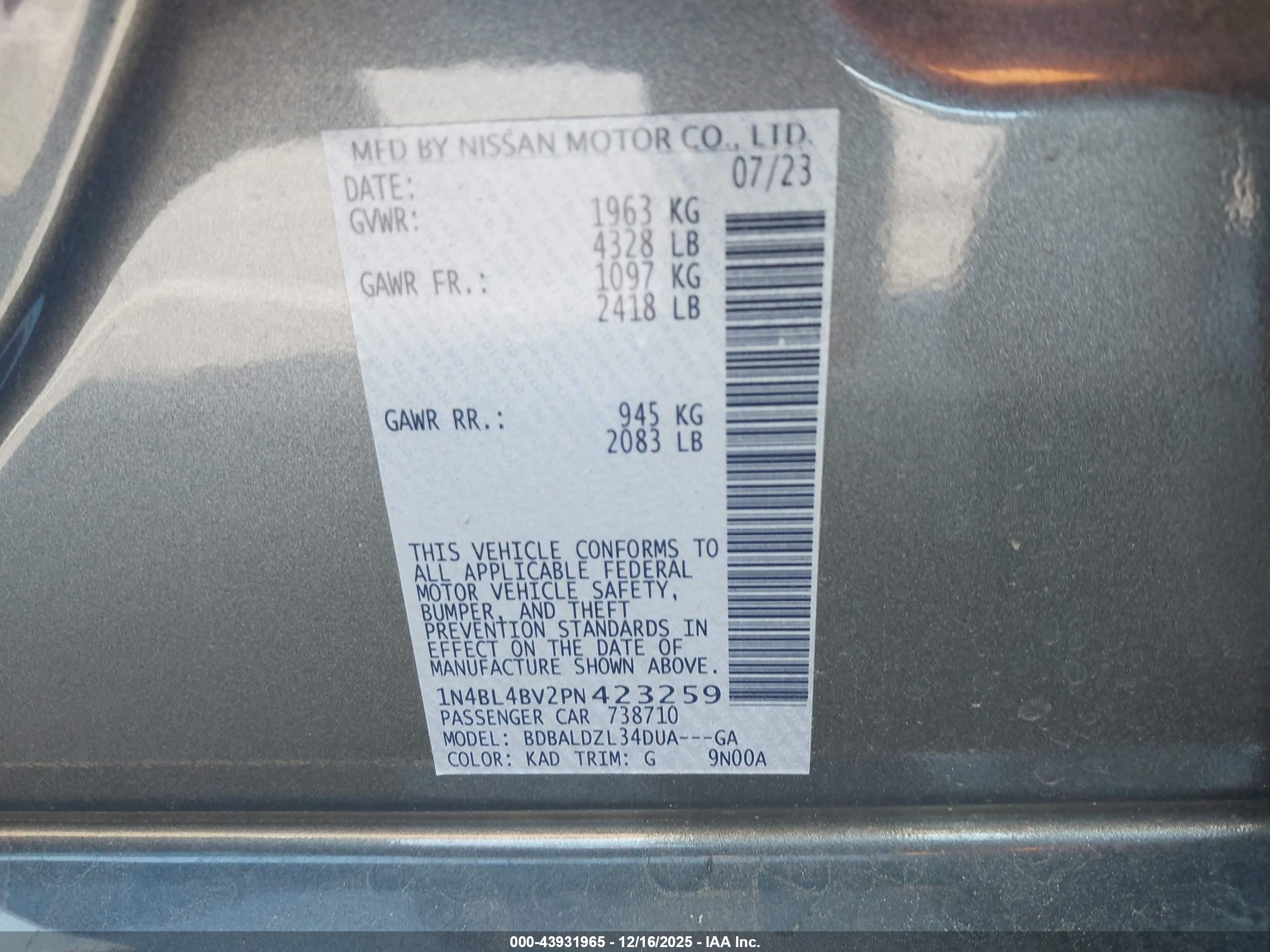 NISSAN ALTIMA image 9