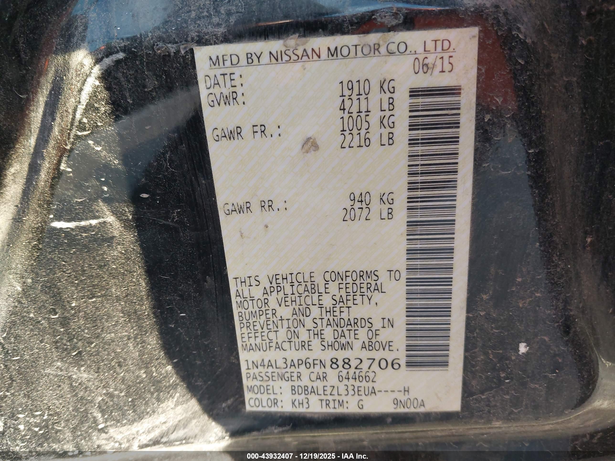NISSAN ALTIMA image 9