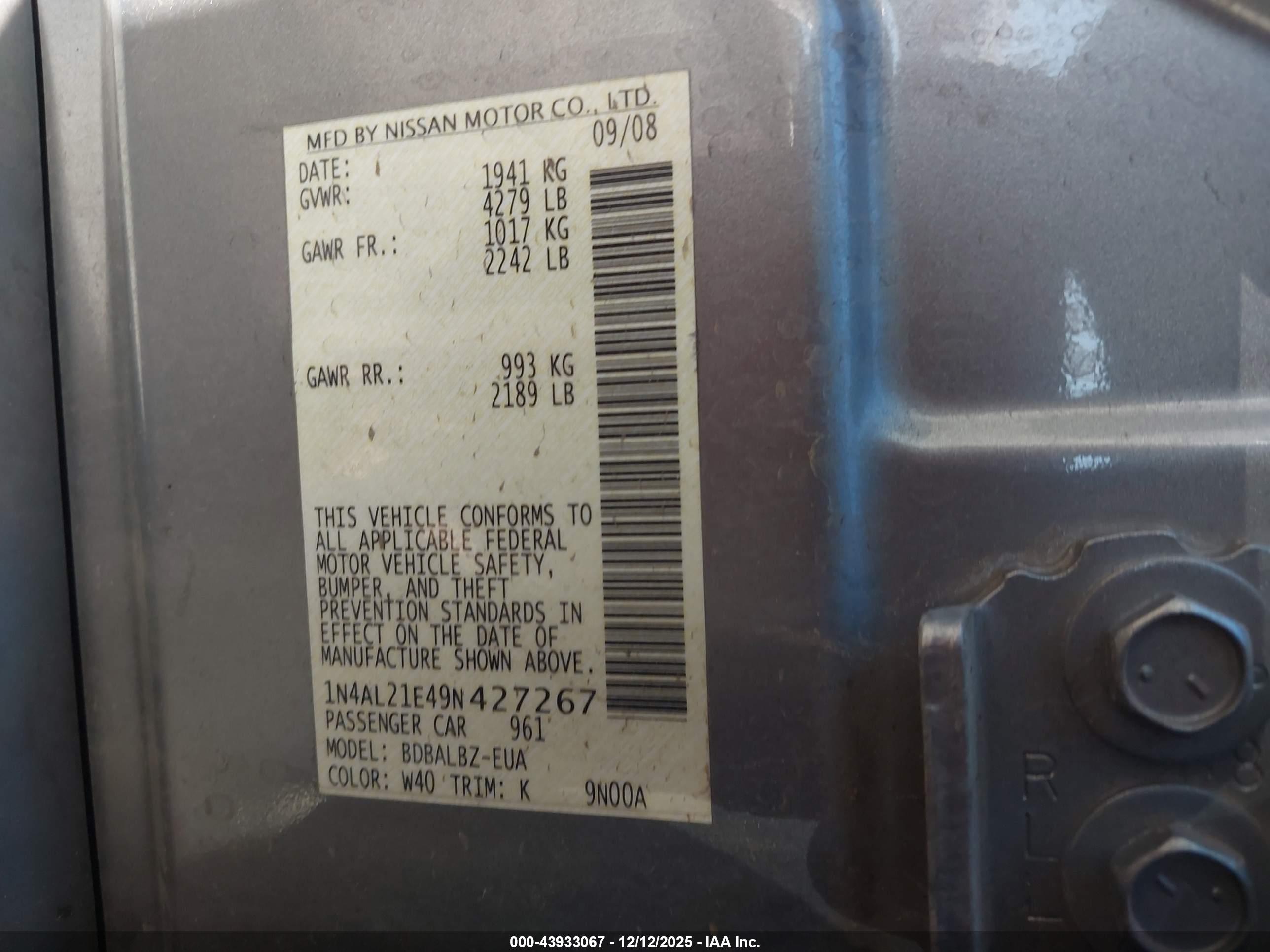NISSAN ALTIMA image 9