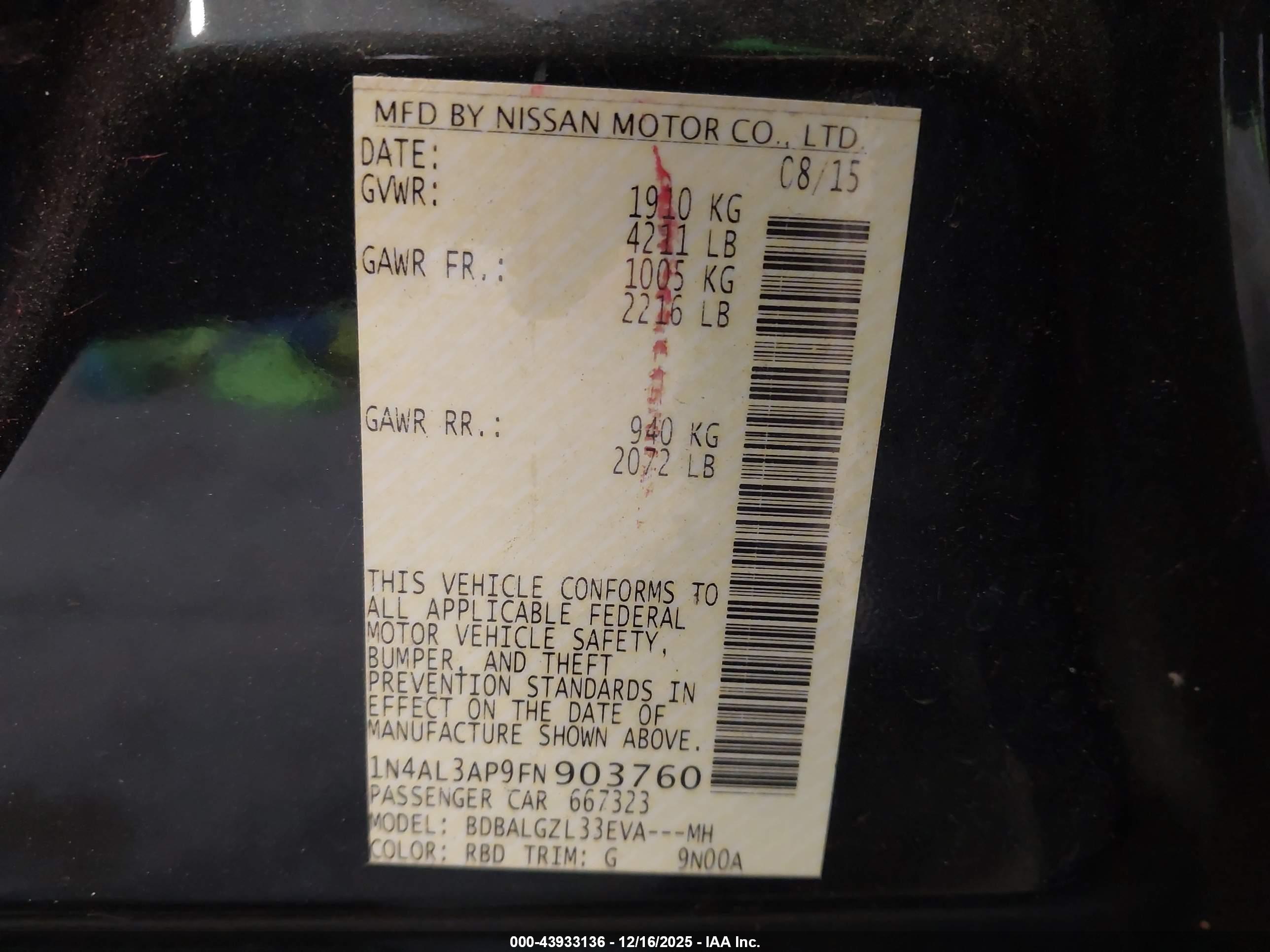 NISSAN ALTIMA image 9