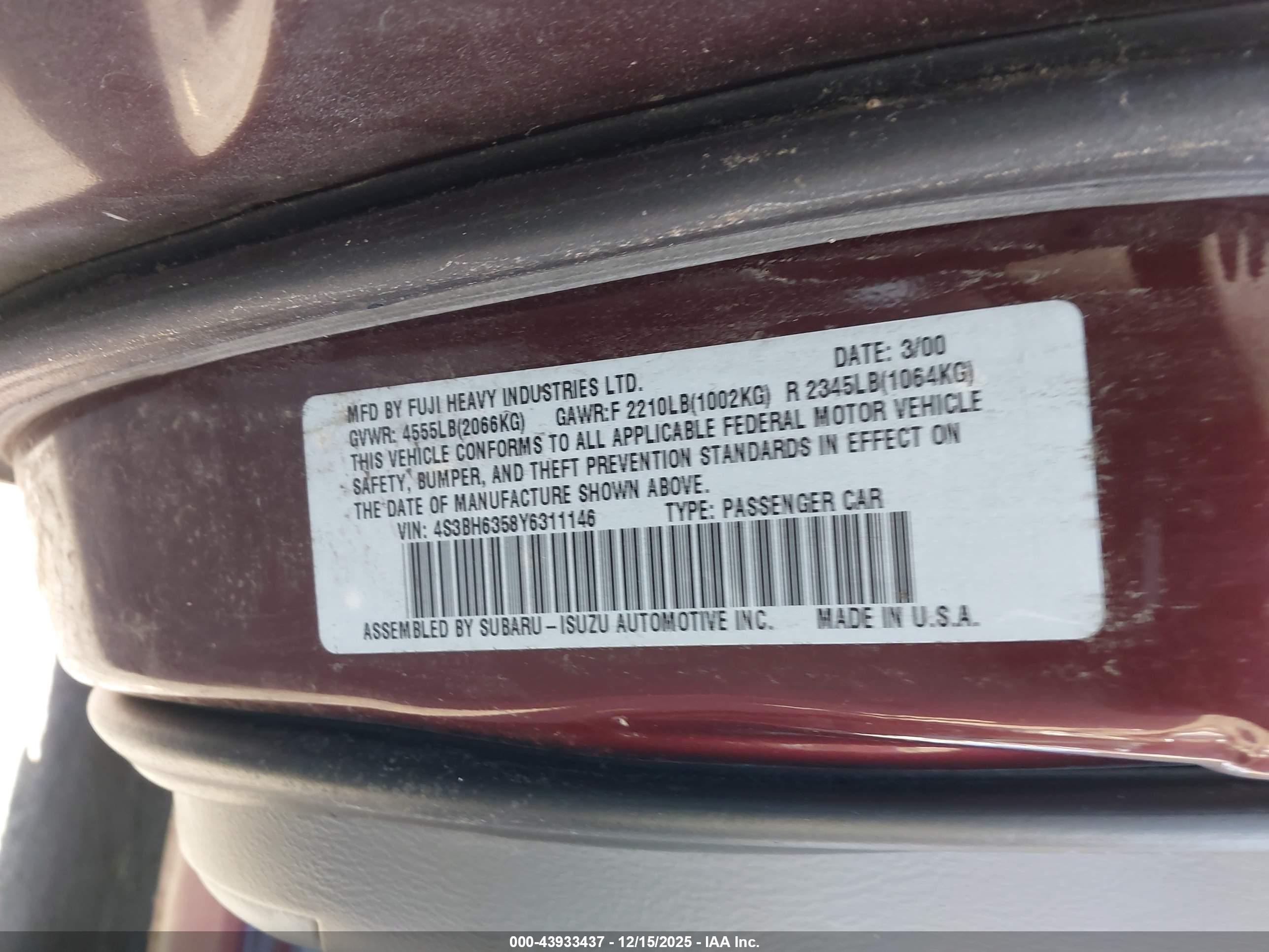 SUBARU LEGACY image 9