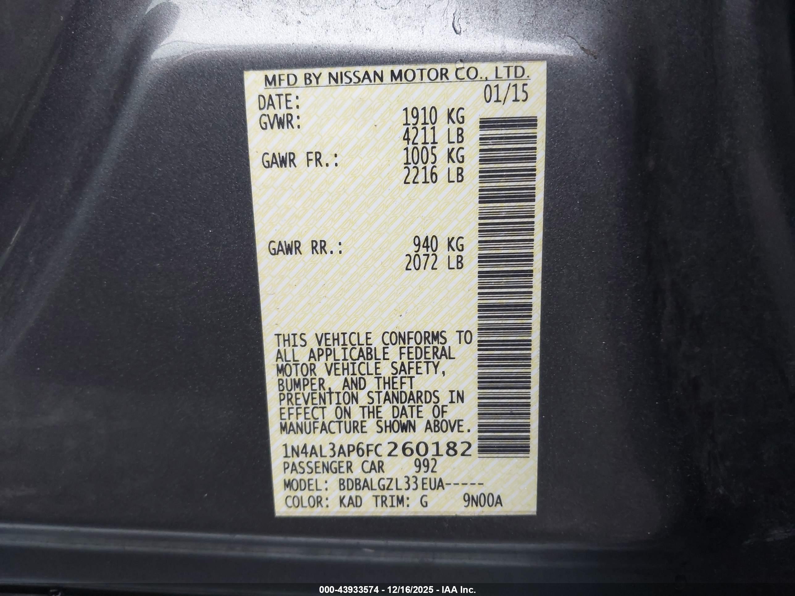 NISSAN ALTIMA image 9
