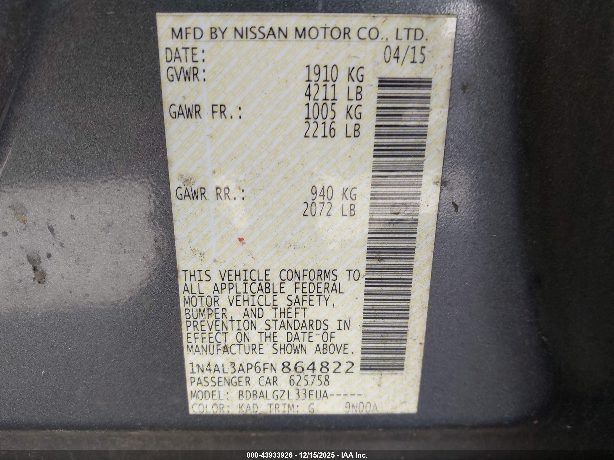 NISSAN ALTIMA image 9