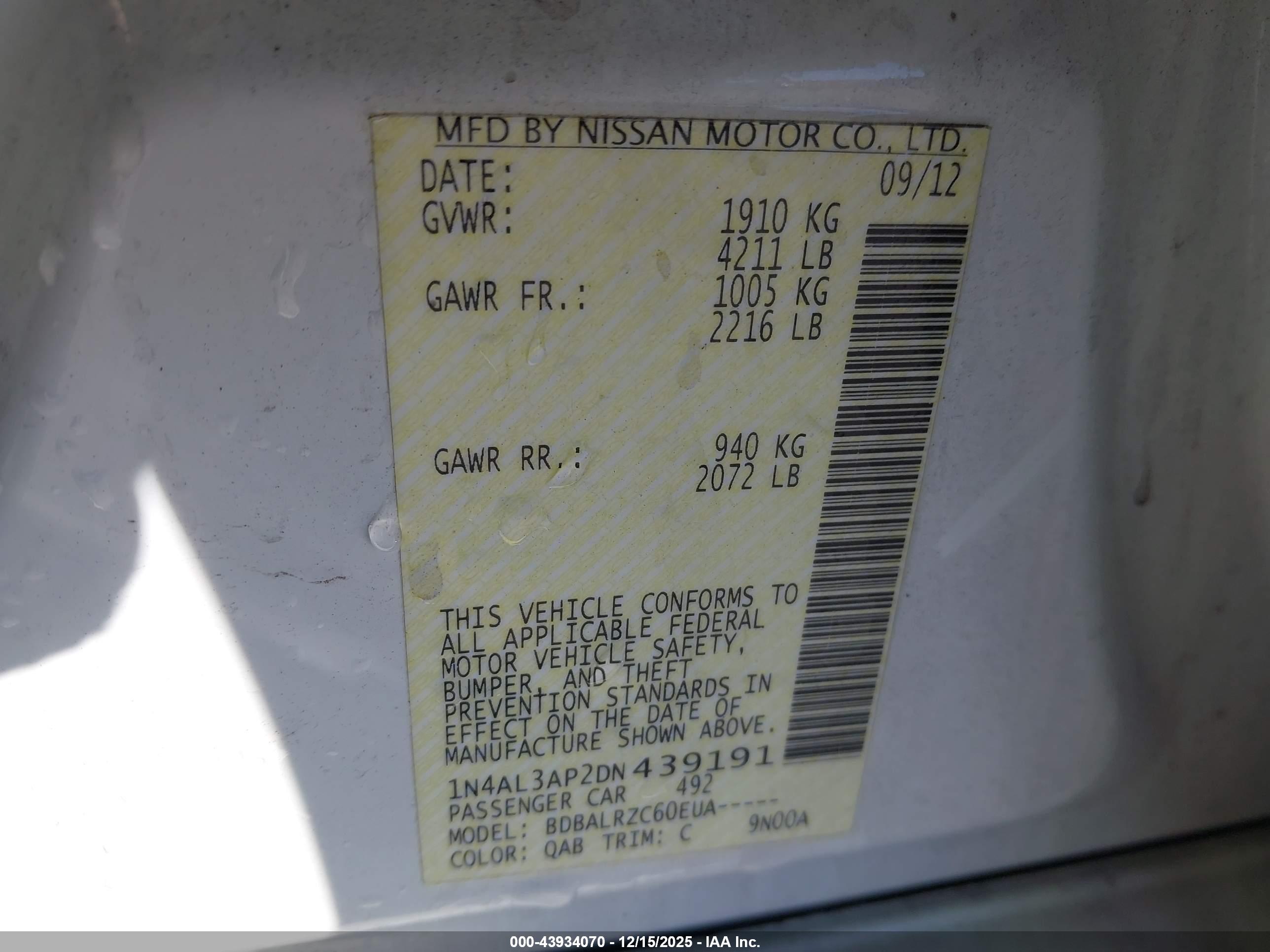 NISSAN ALTIMA image 9