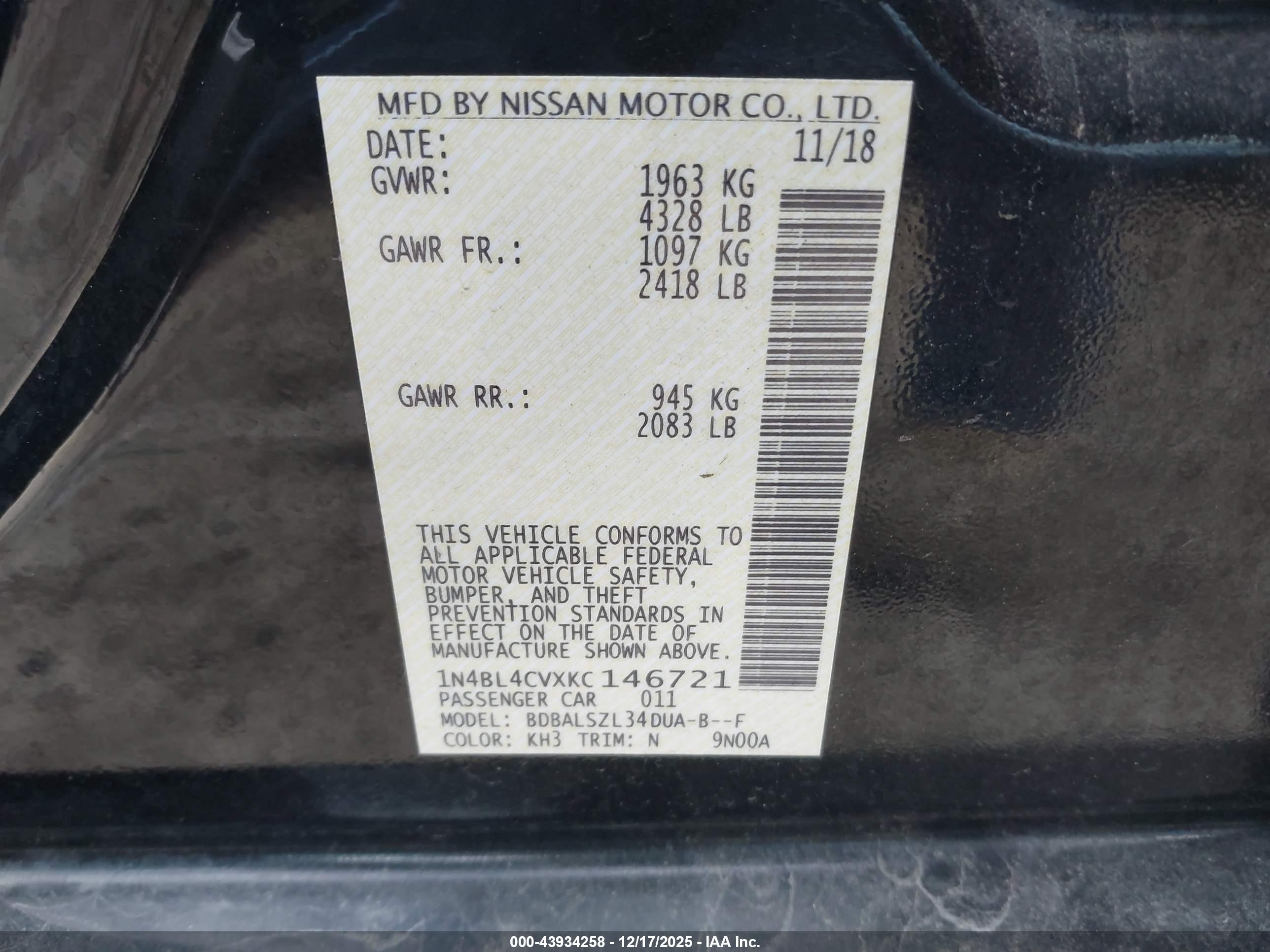 NISSAN ALTIMA image 9