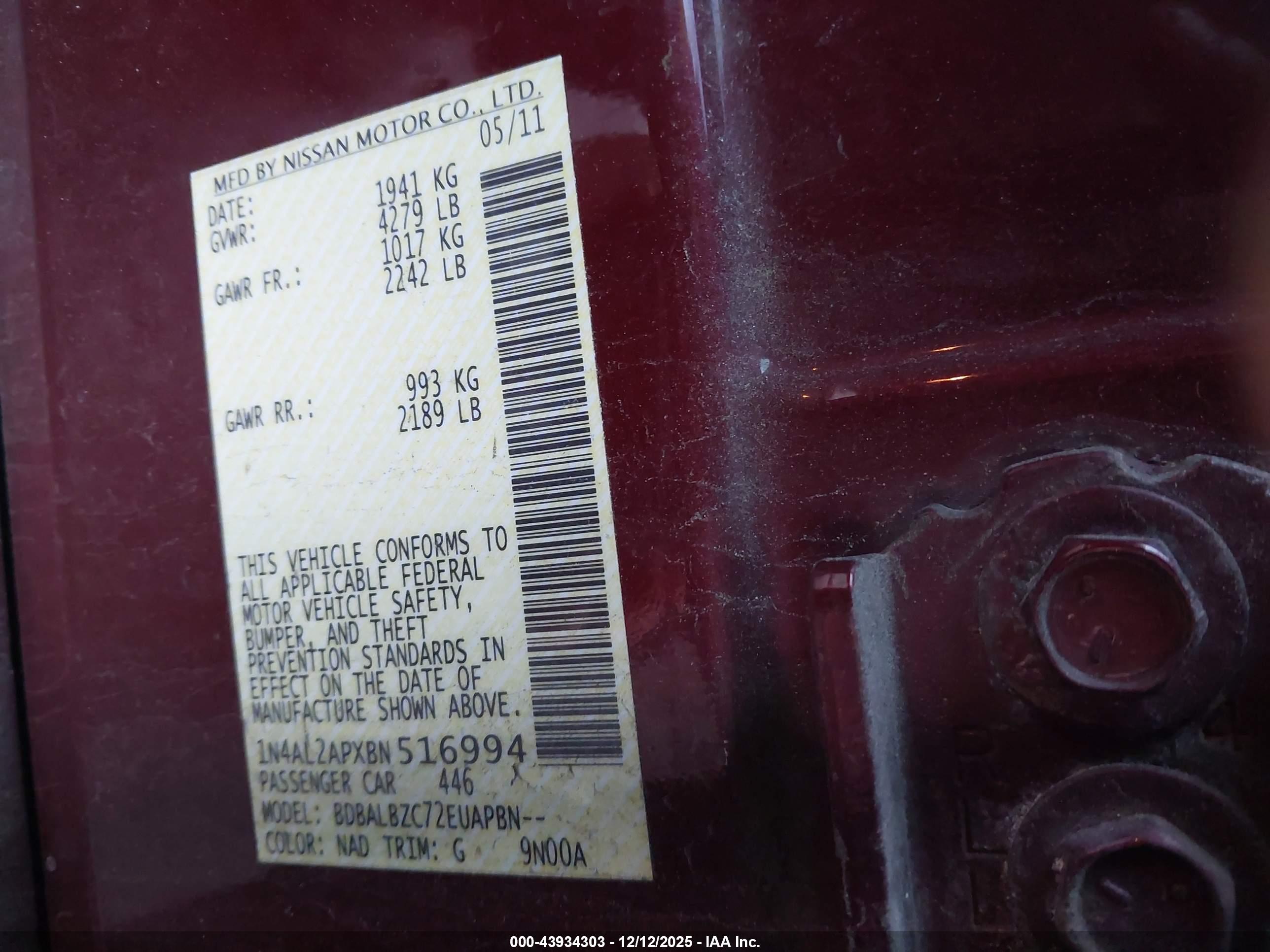 NISSAN ALTIMA image 9