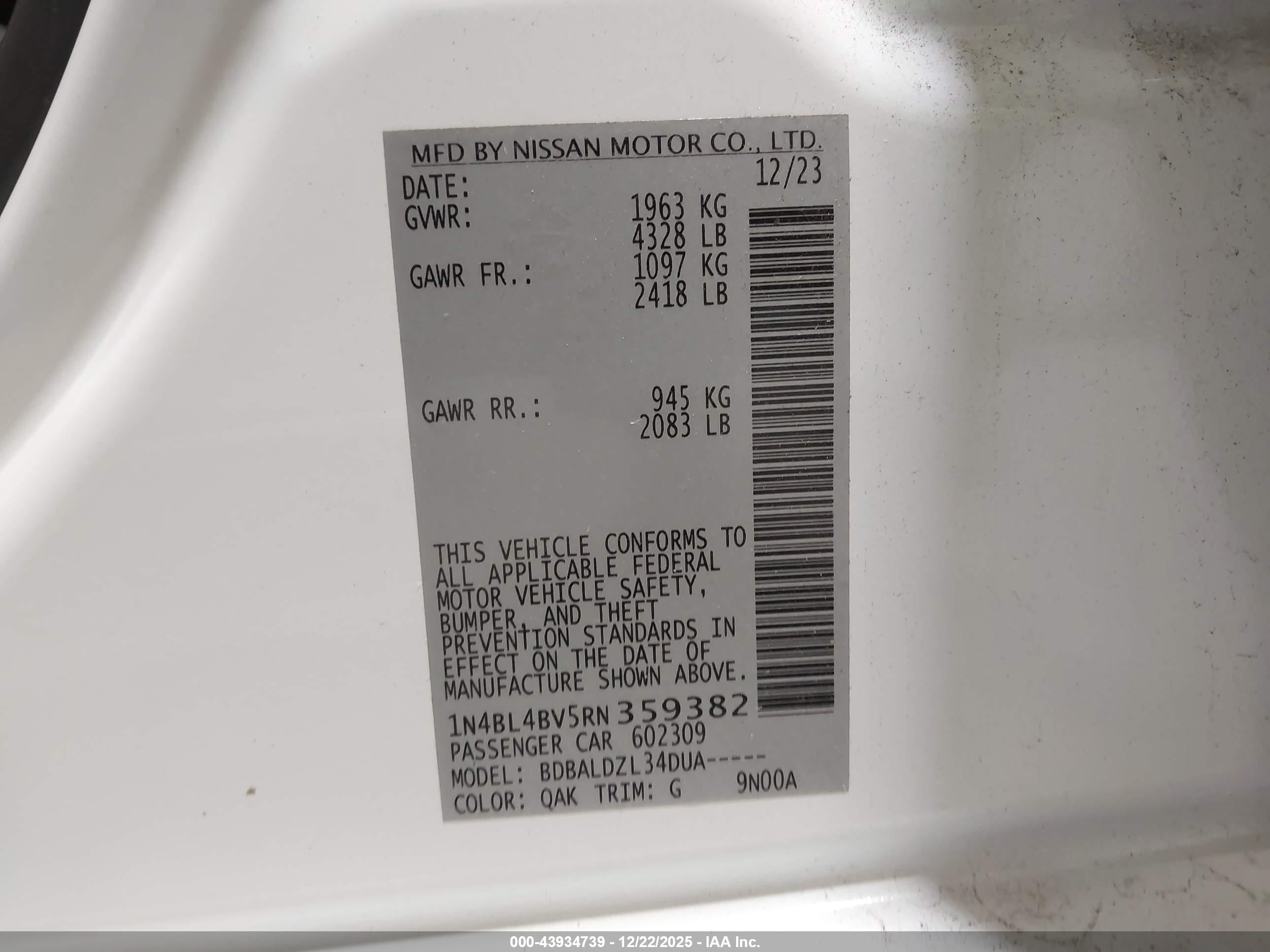 NISSAN ALTIMA image 9