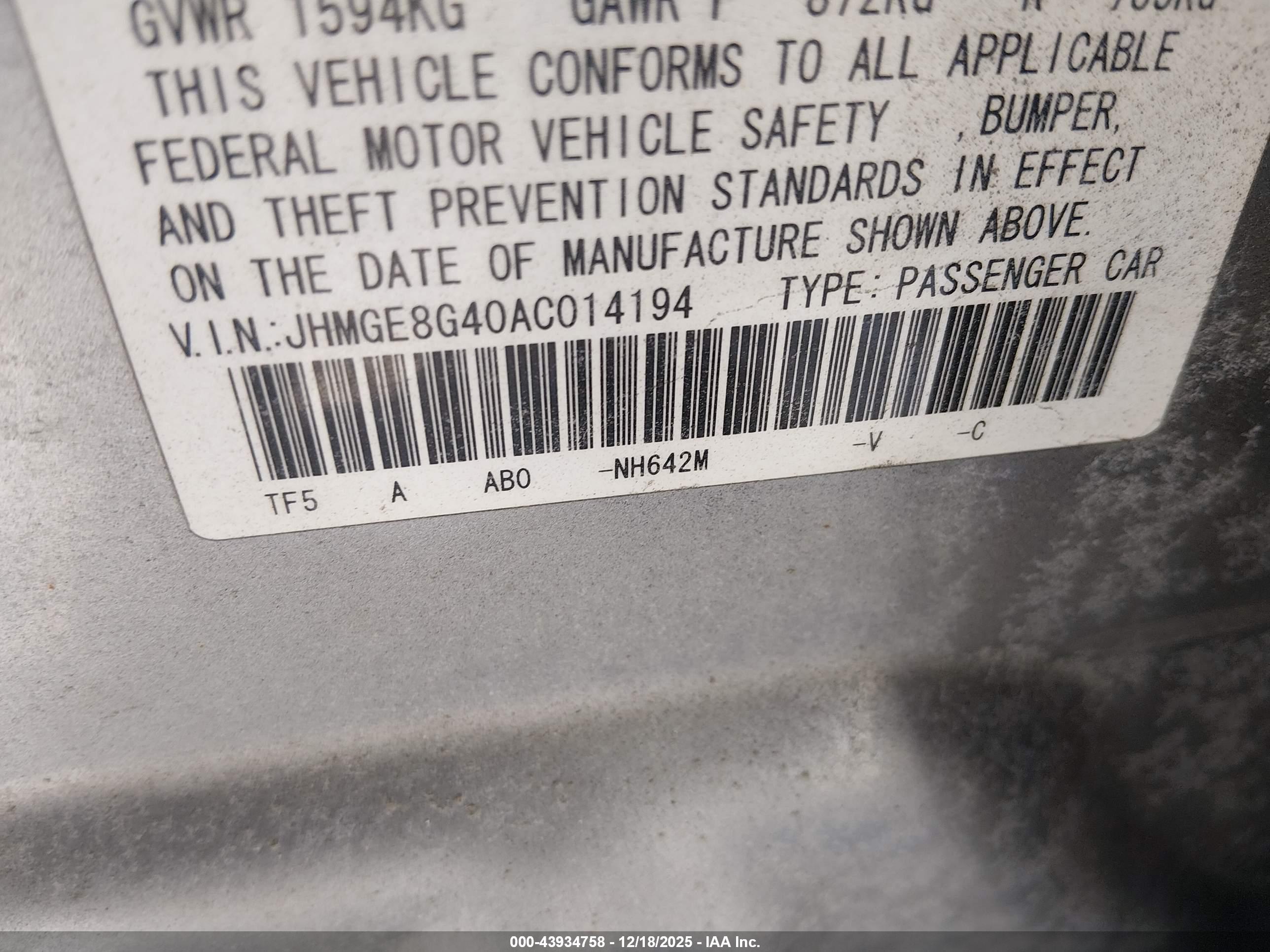 HONDA FIT image 9