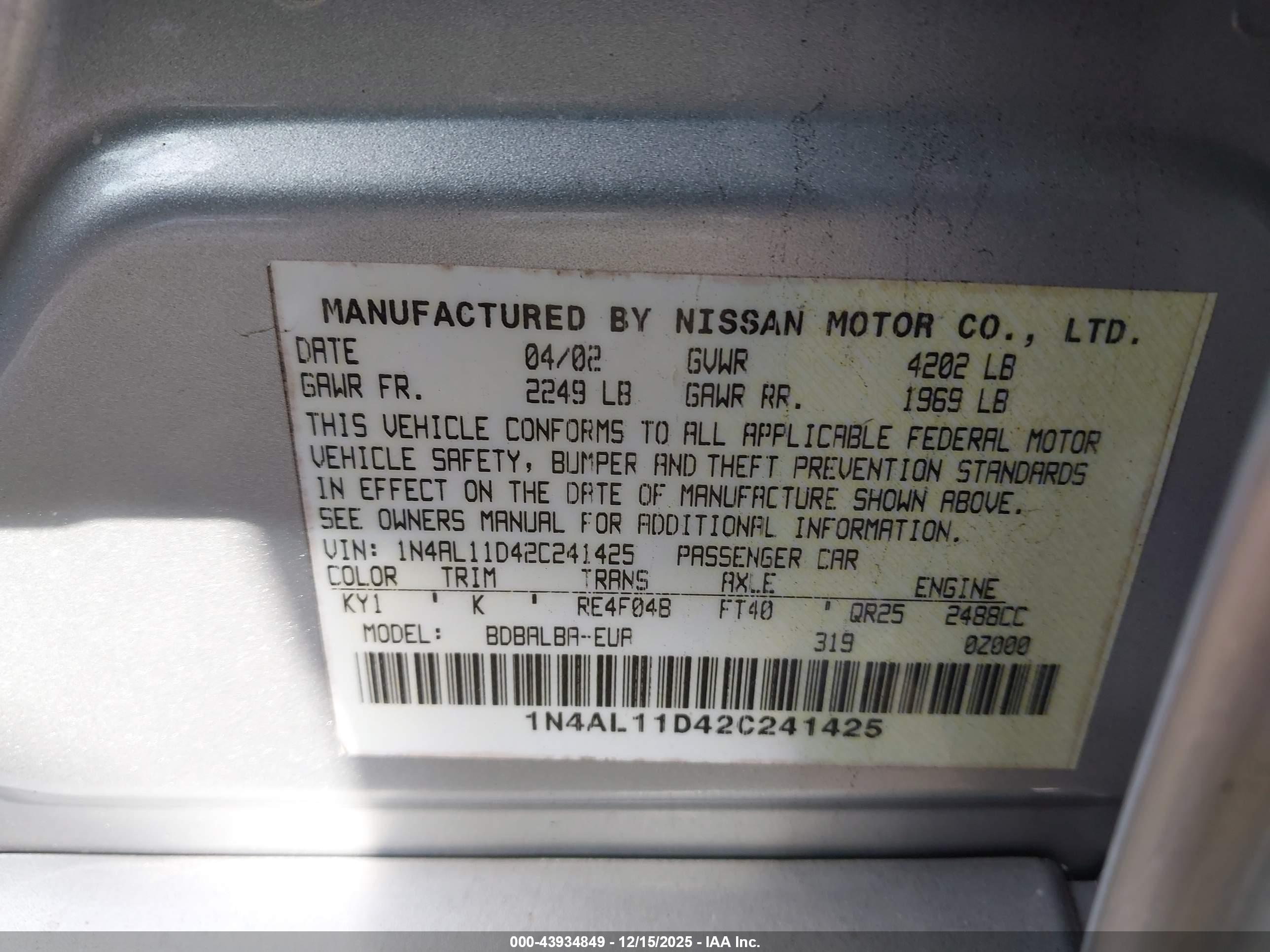 NISSAN ALTIMA image 9
