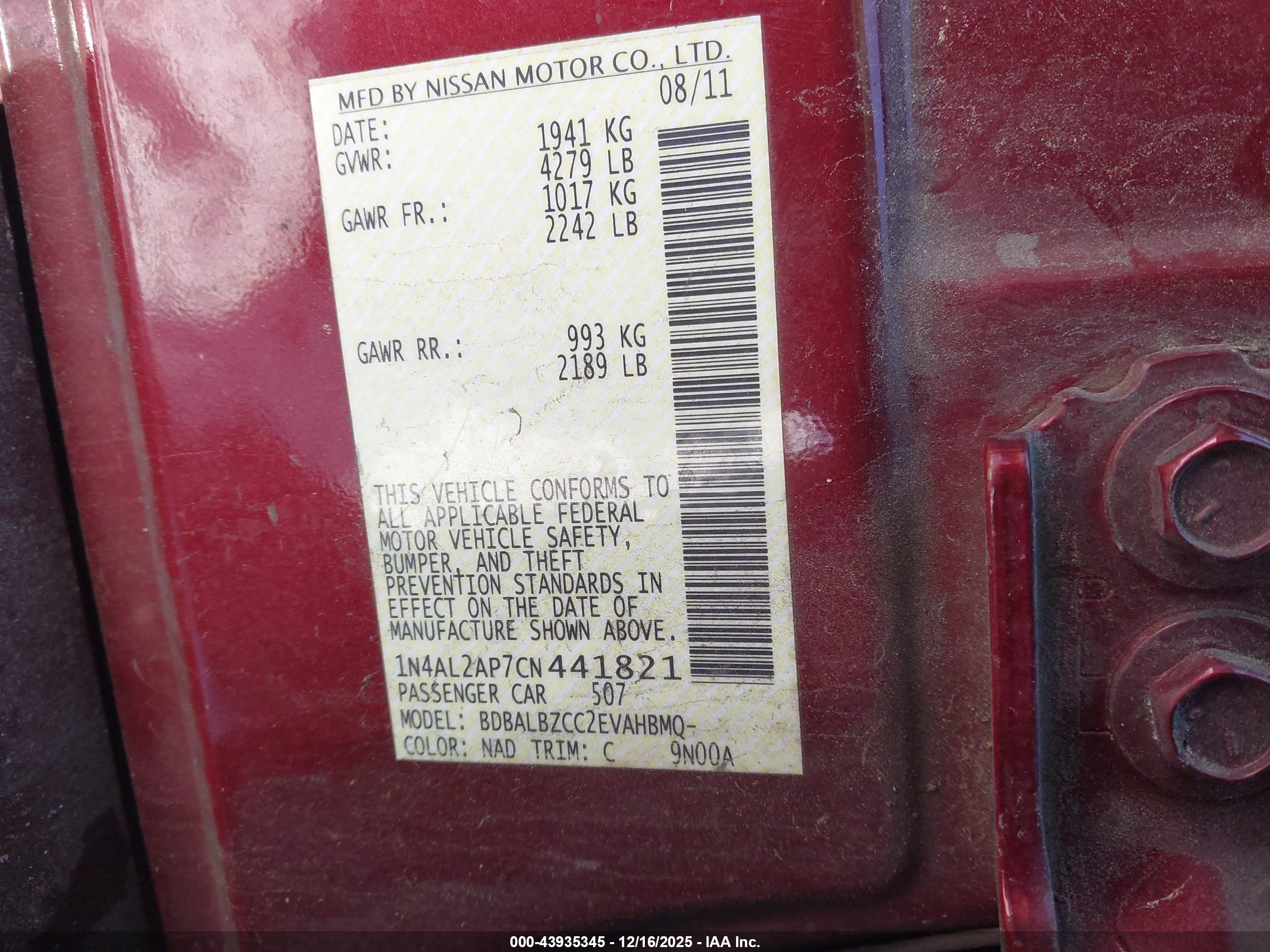 NISSAN ALTIMA image 9