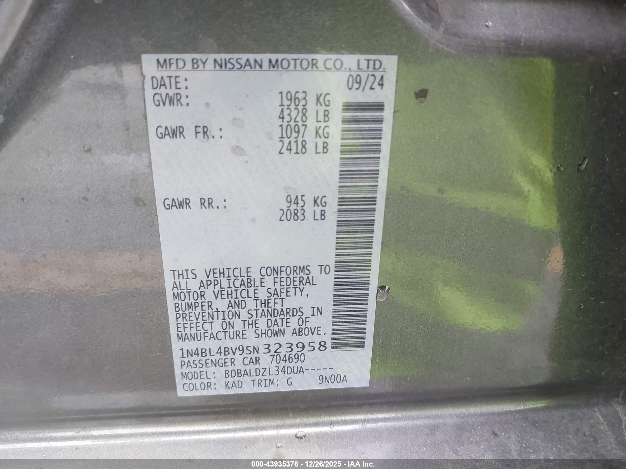 NISSAN ALTIMA image 9