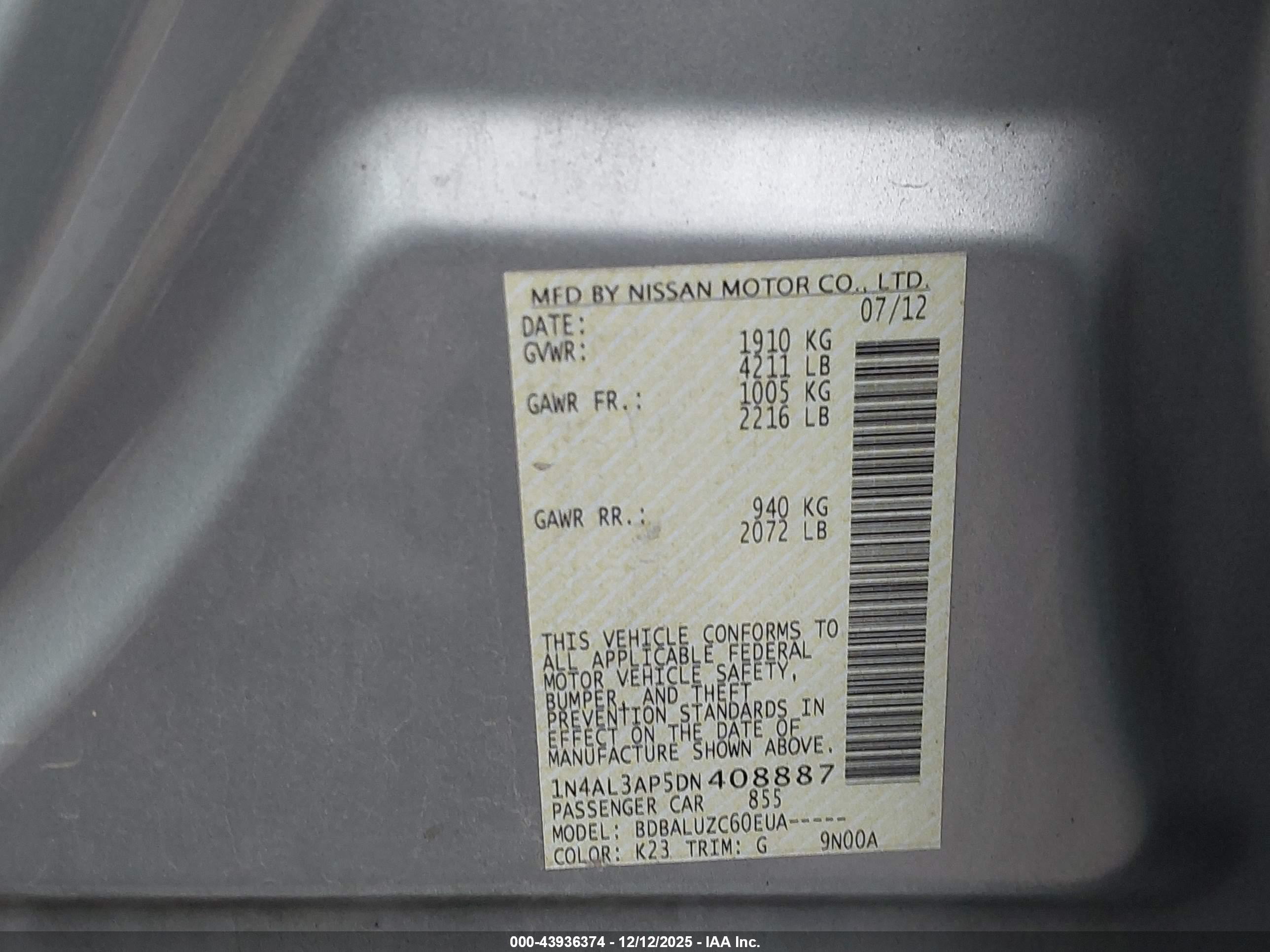 NISSAN ALTIMA image 9