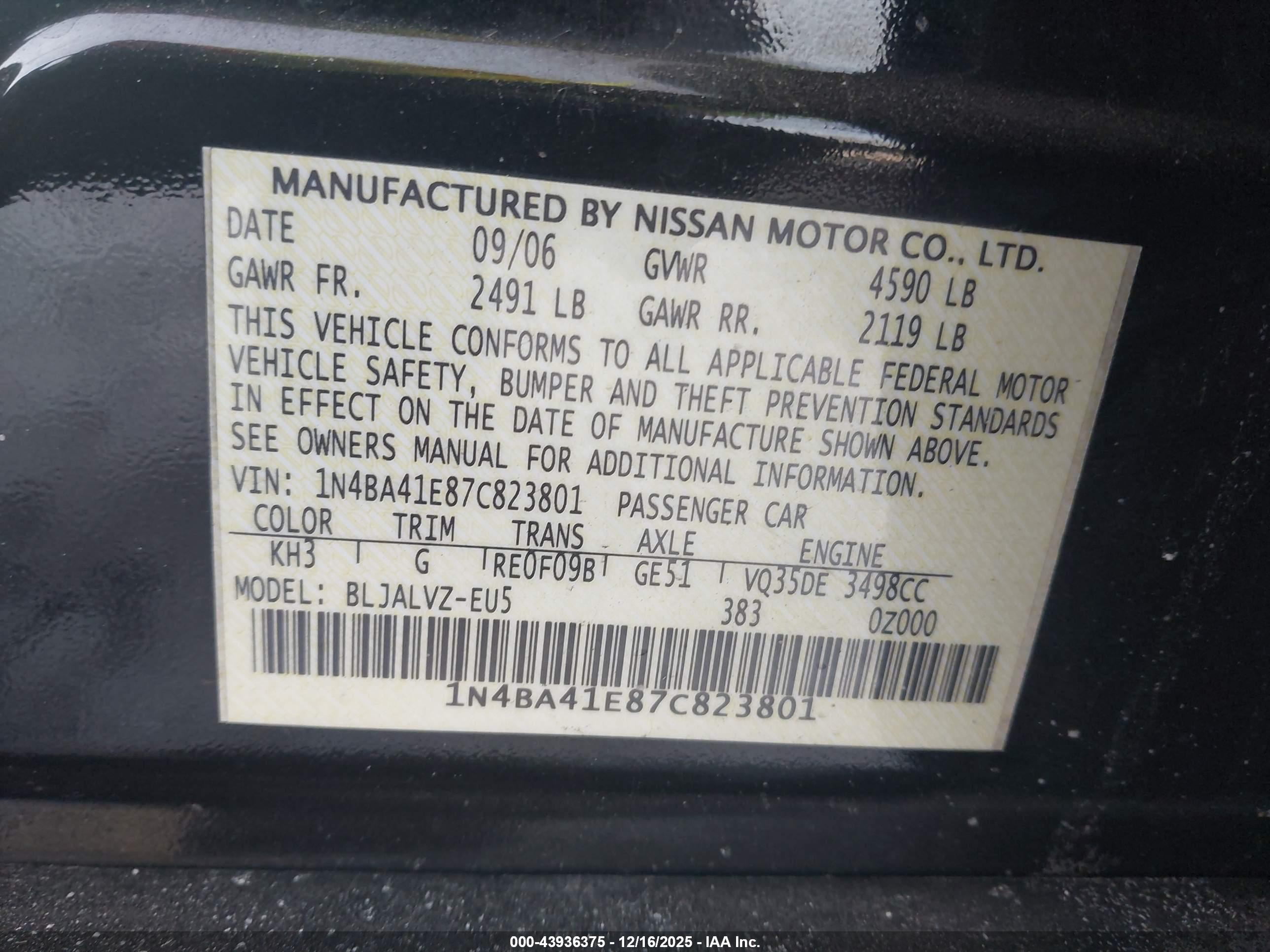 NISSAN MAXIMA image 9