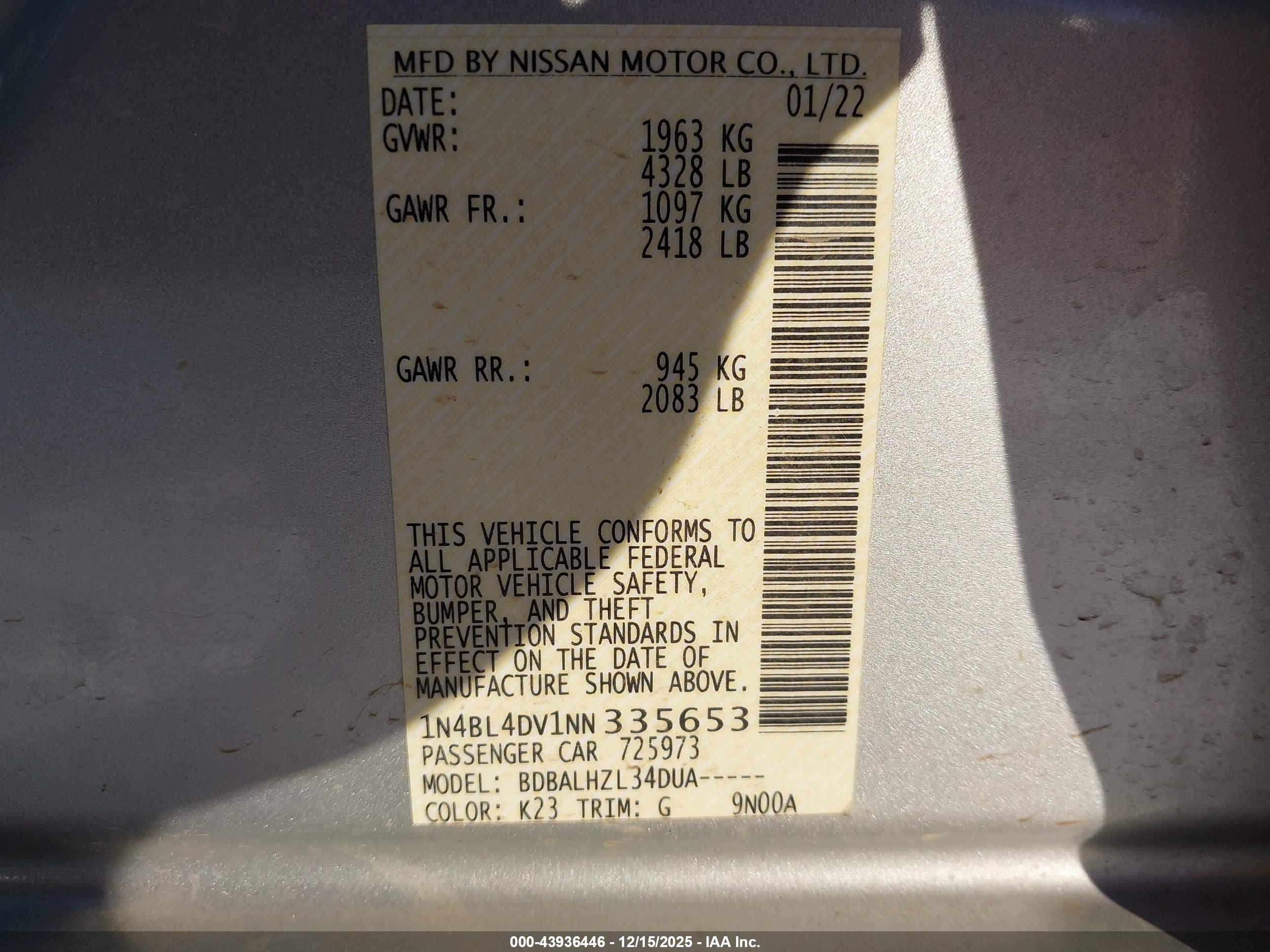 NISSAN ALTIMA image 9