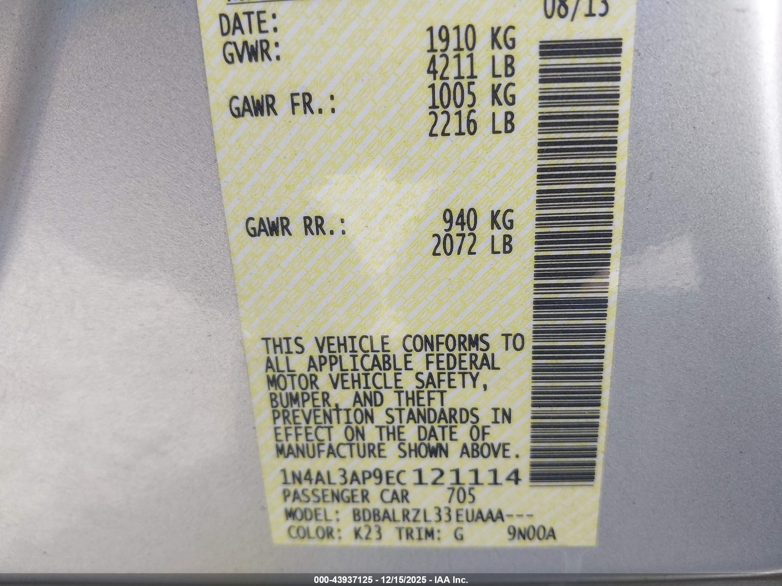 NISSAN ALTIMA image 9
