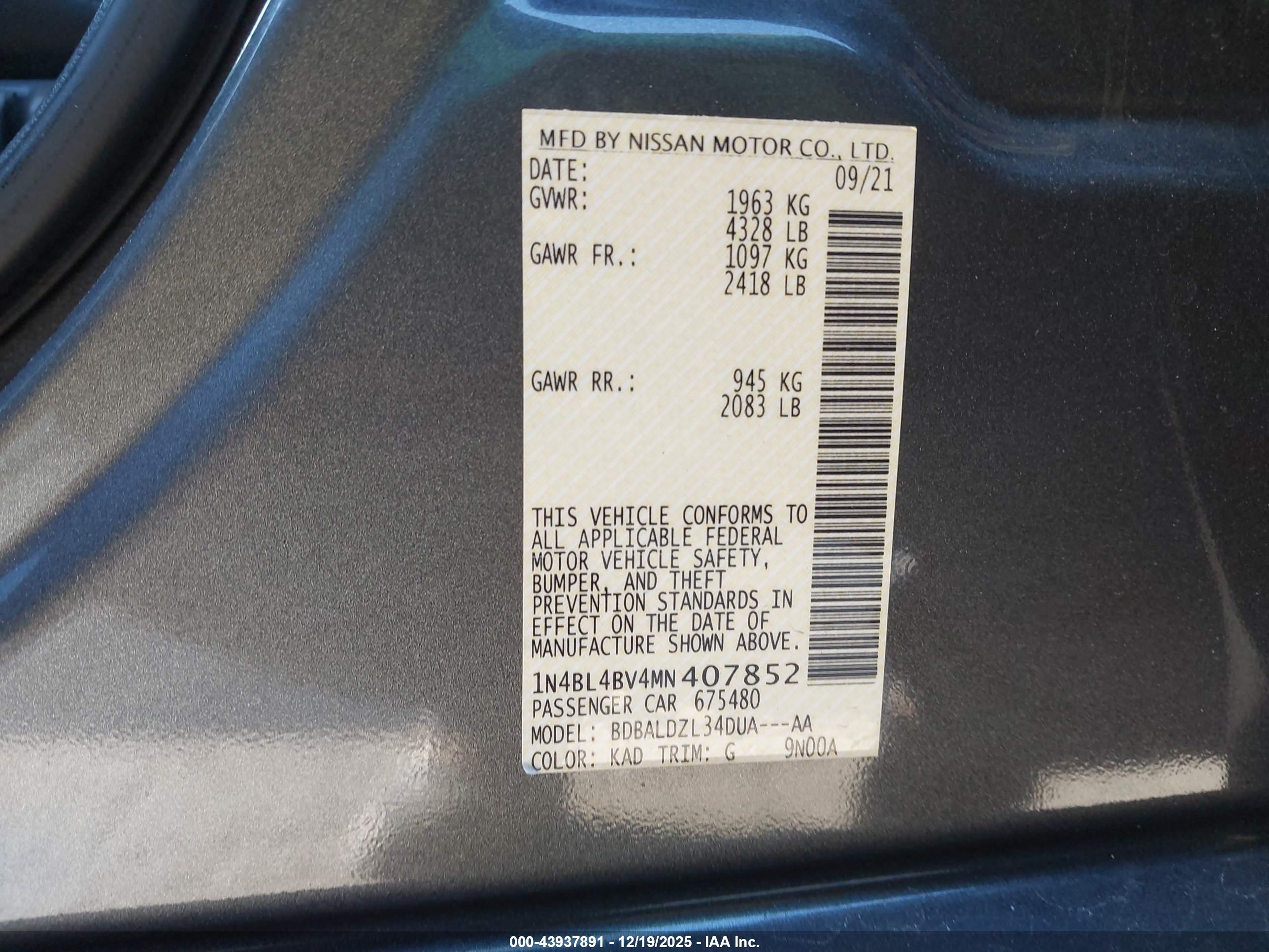 NISSAN ALTIMA image 9