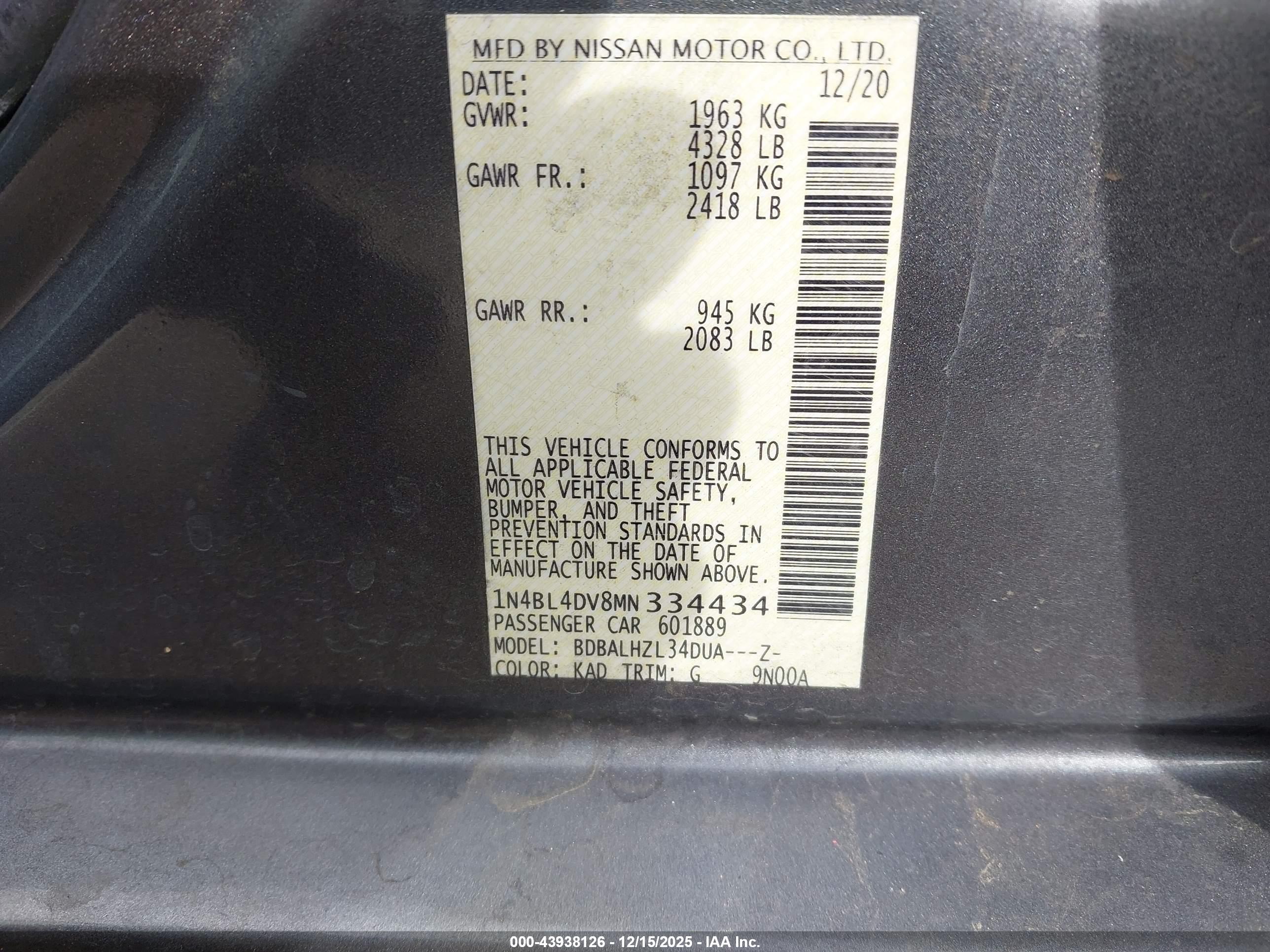 NISSAN ALTIMA image 9