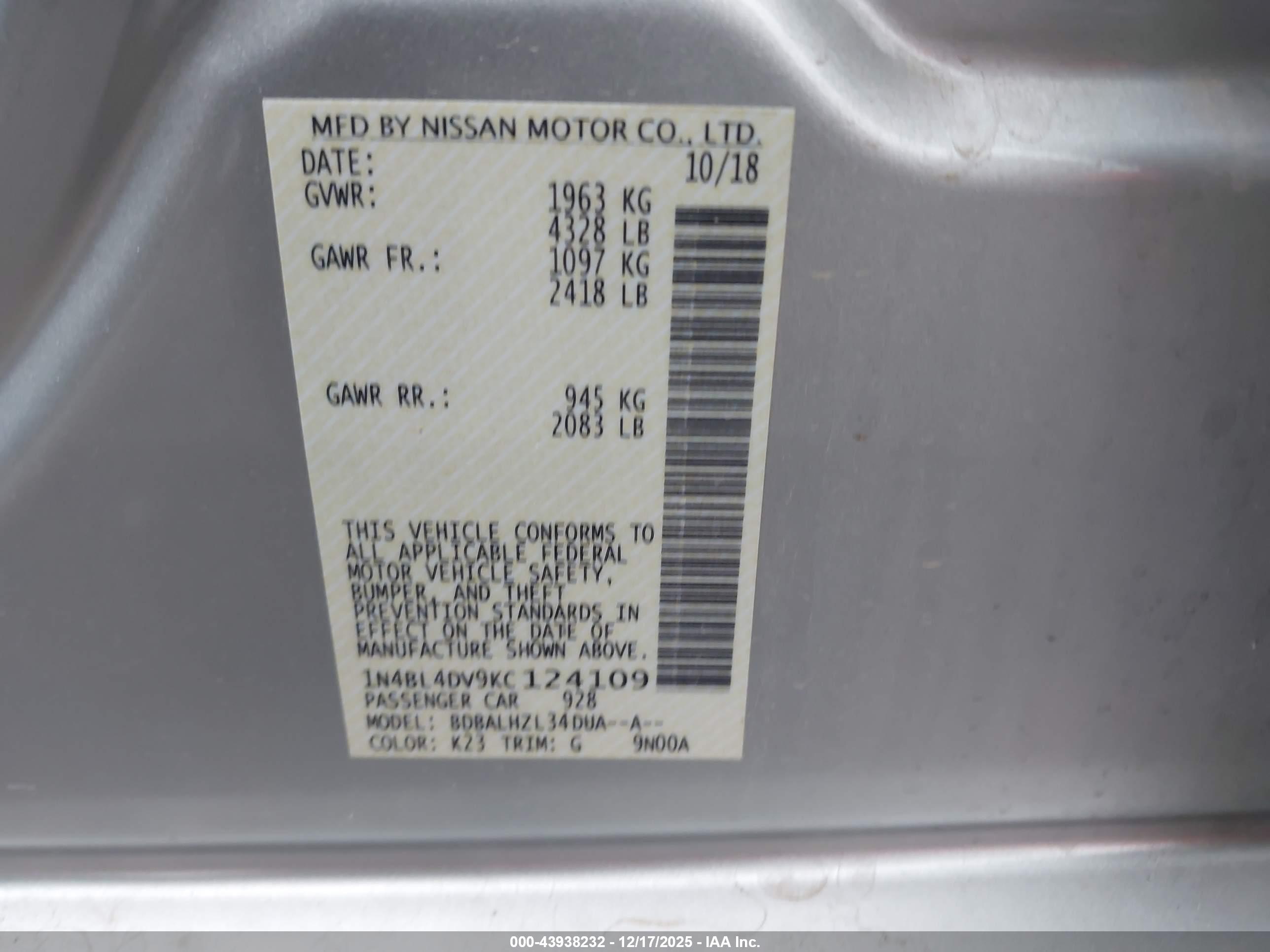 NISSAN ALTIMA image 9