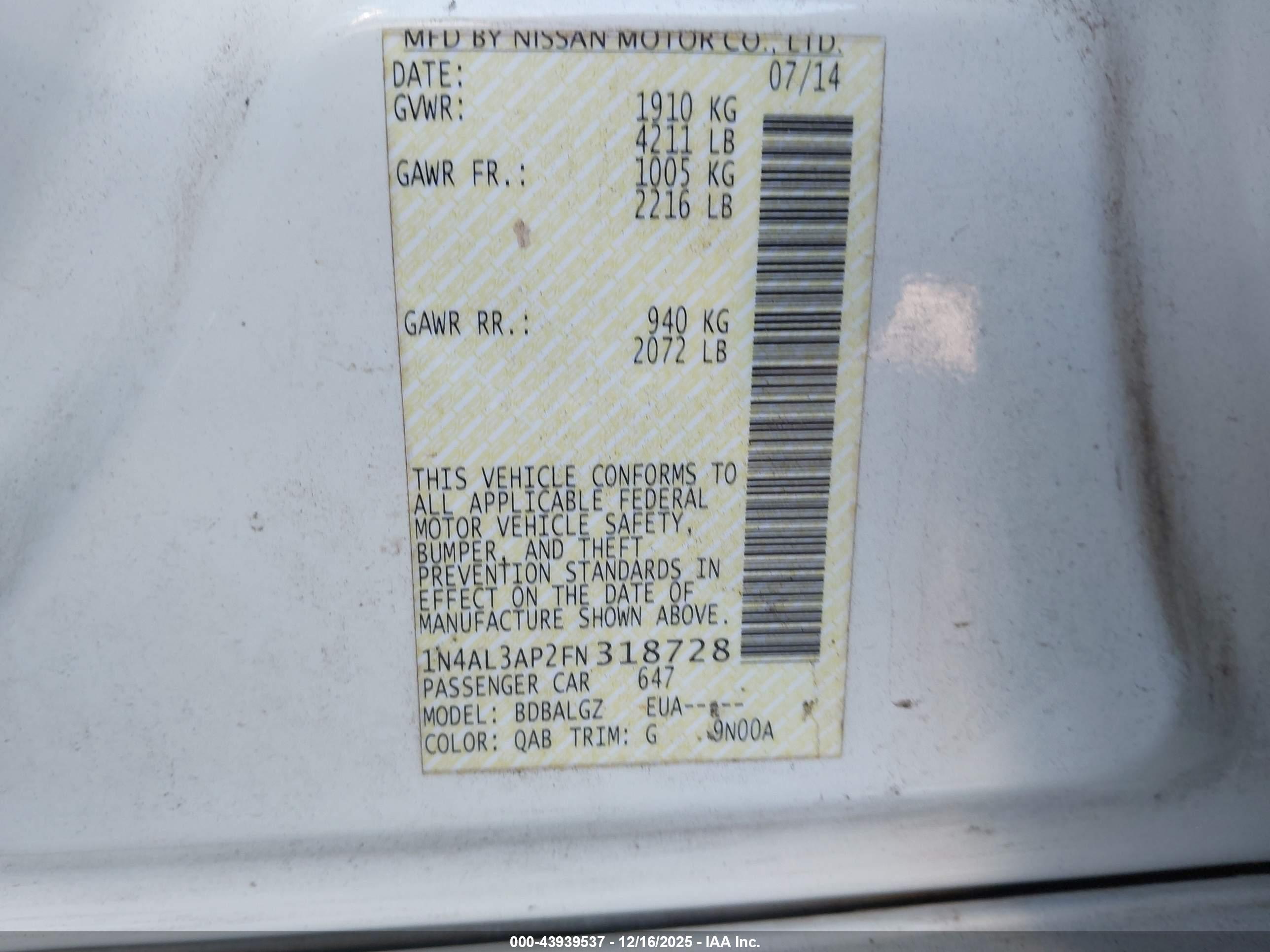 NISSAN ALTIMA image 9