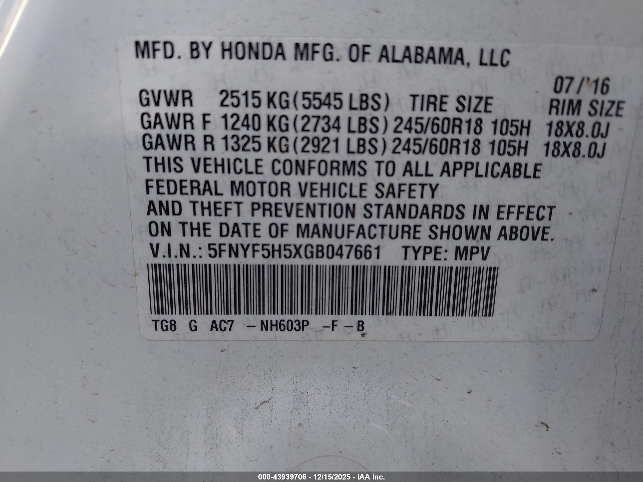 HONDA PILOT image 9