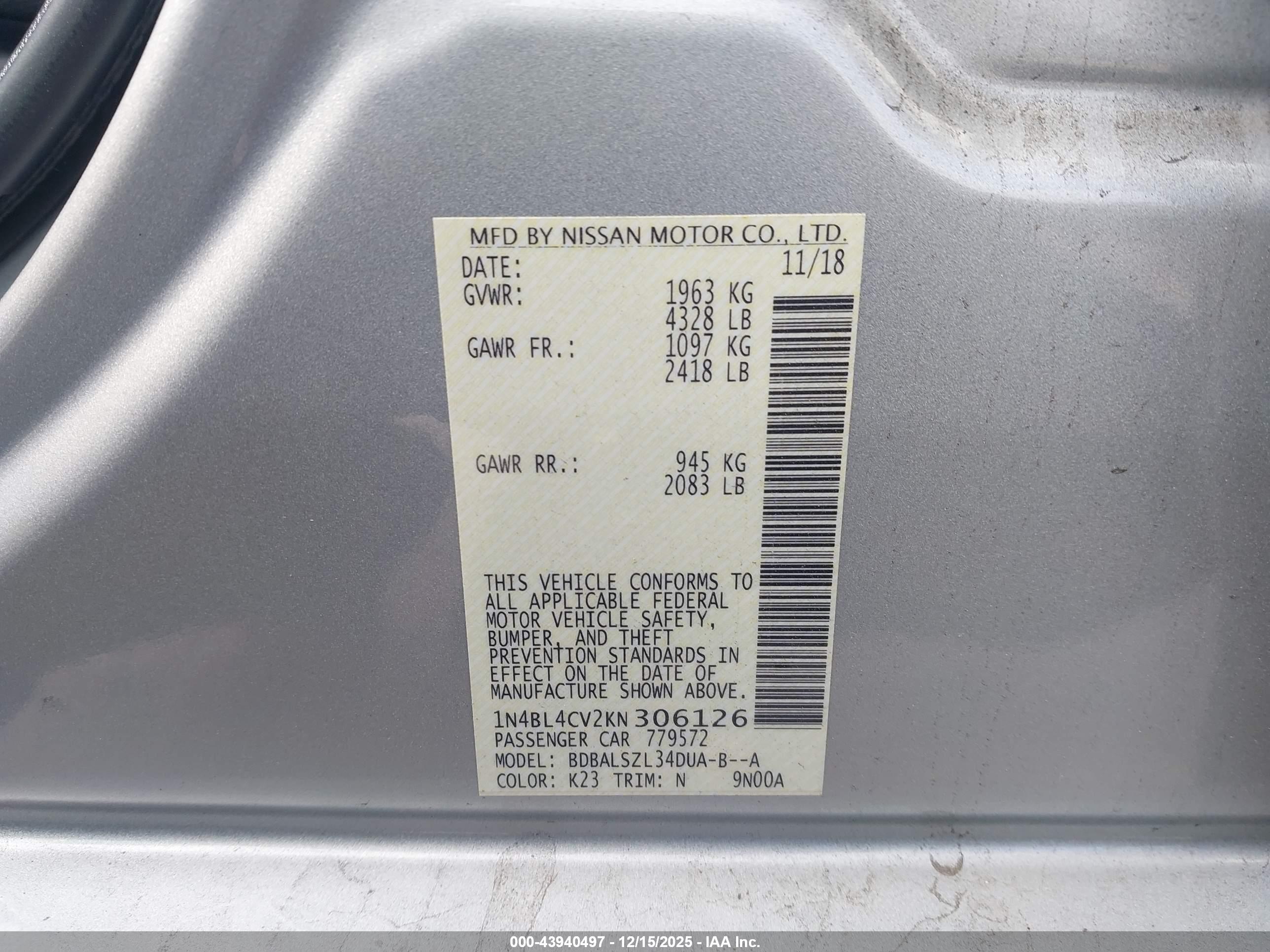 NISSAN ALTIMA image 9