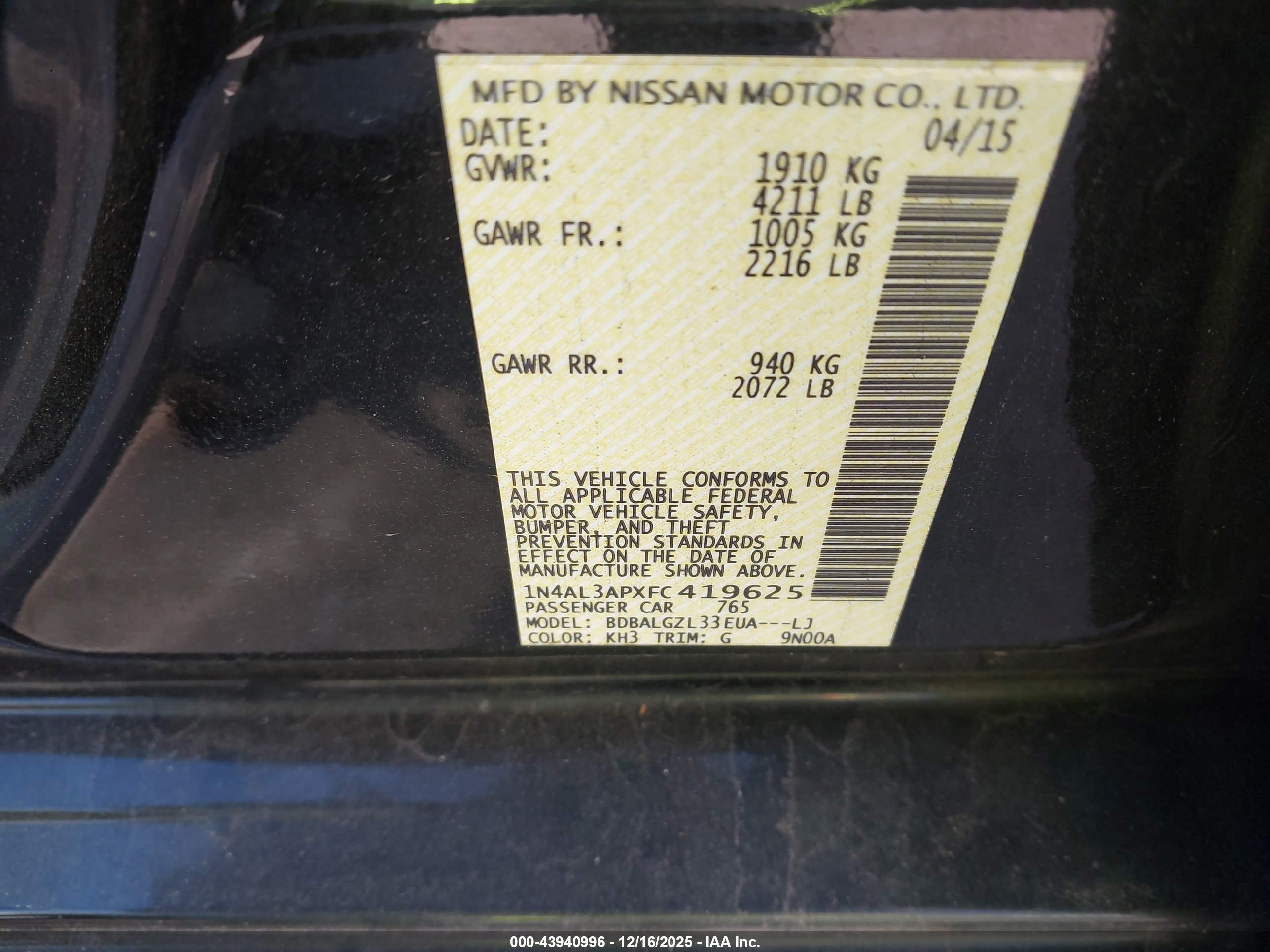 NISSAN ALTIMA image 9