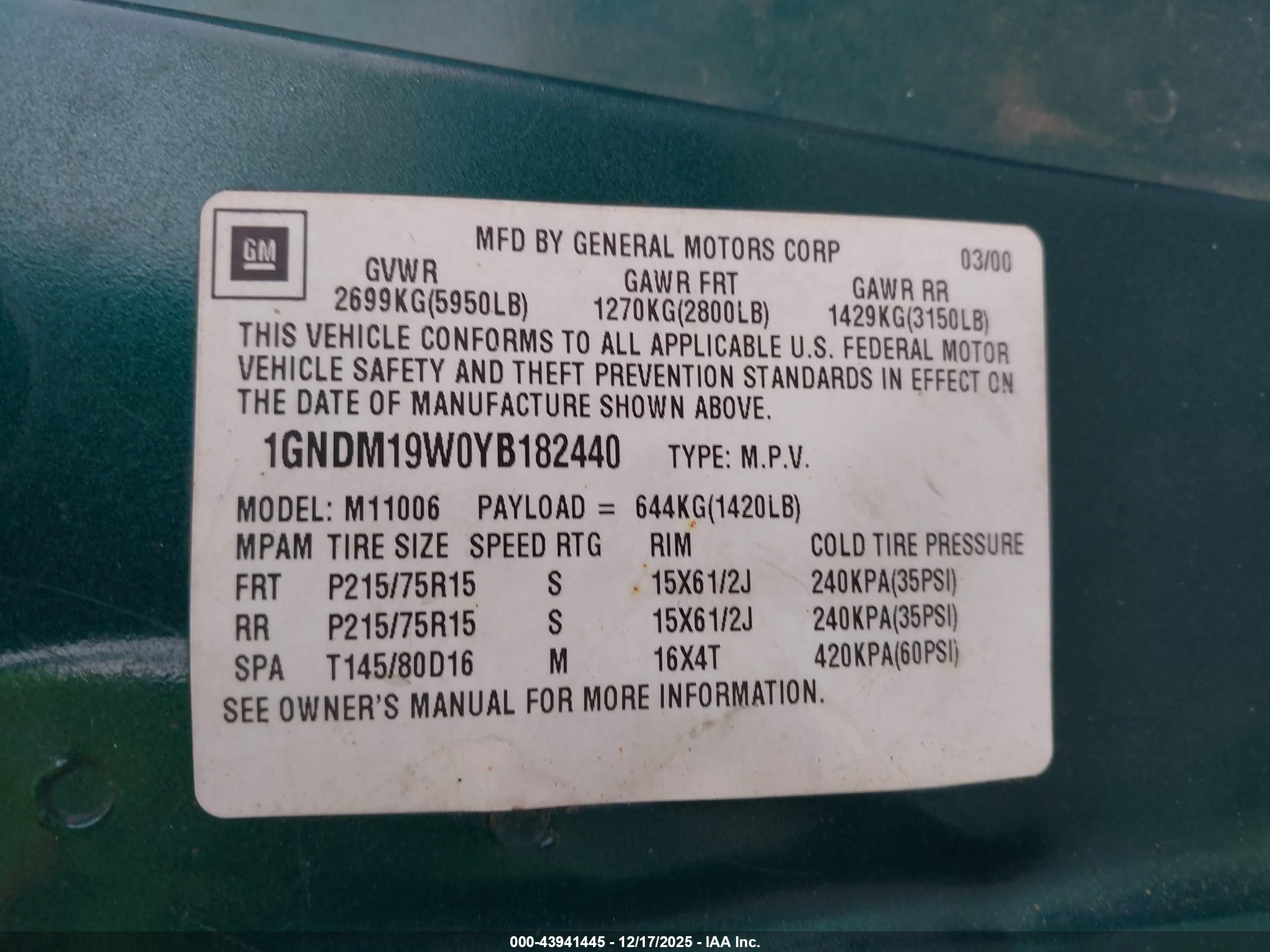 CHEVROLET ASTRO image 9