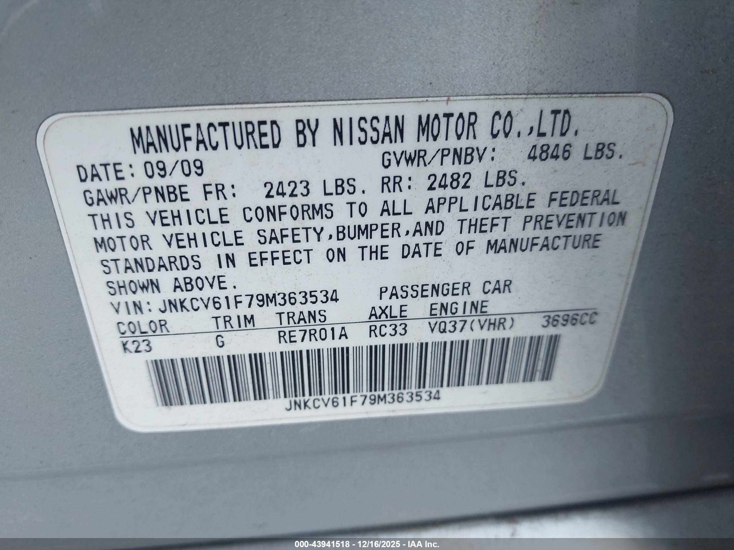 INFINITI G37X image 9