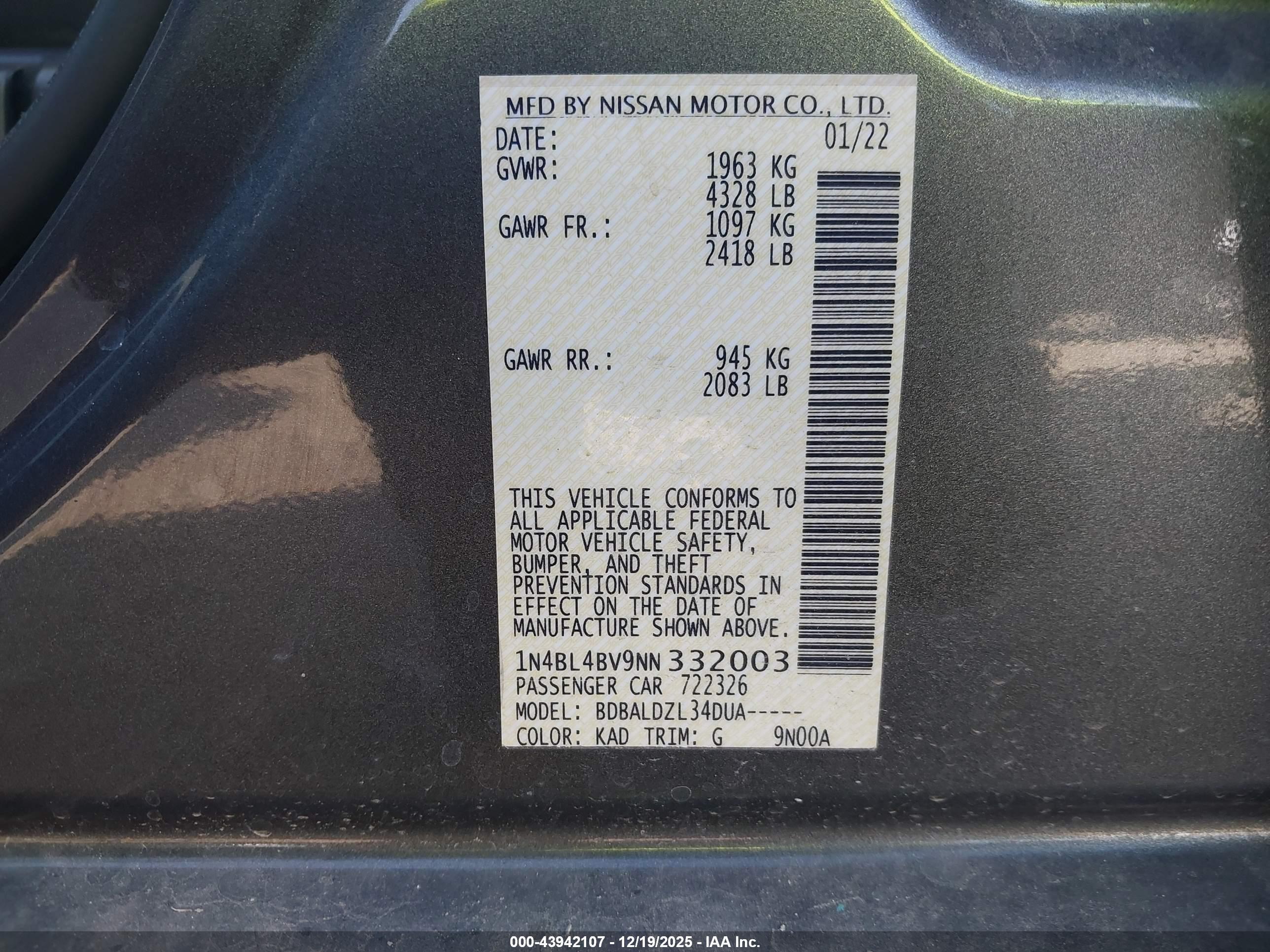 NISSAN ALTIMA image 9