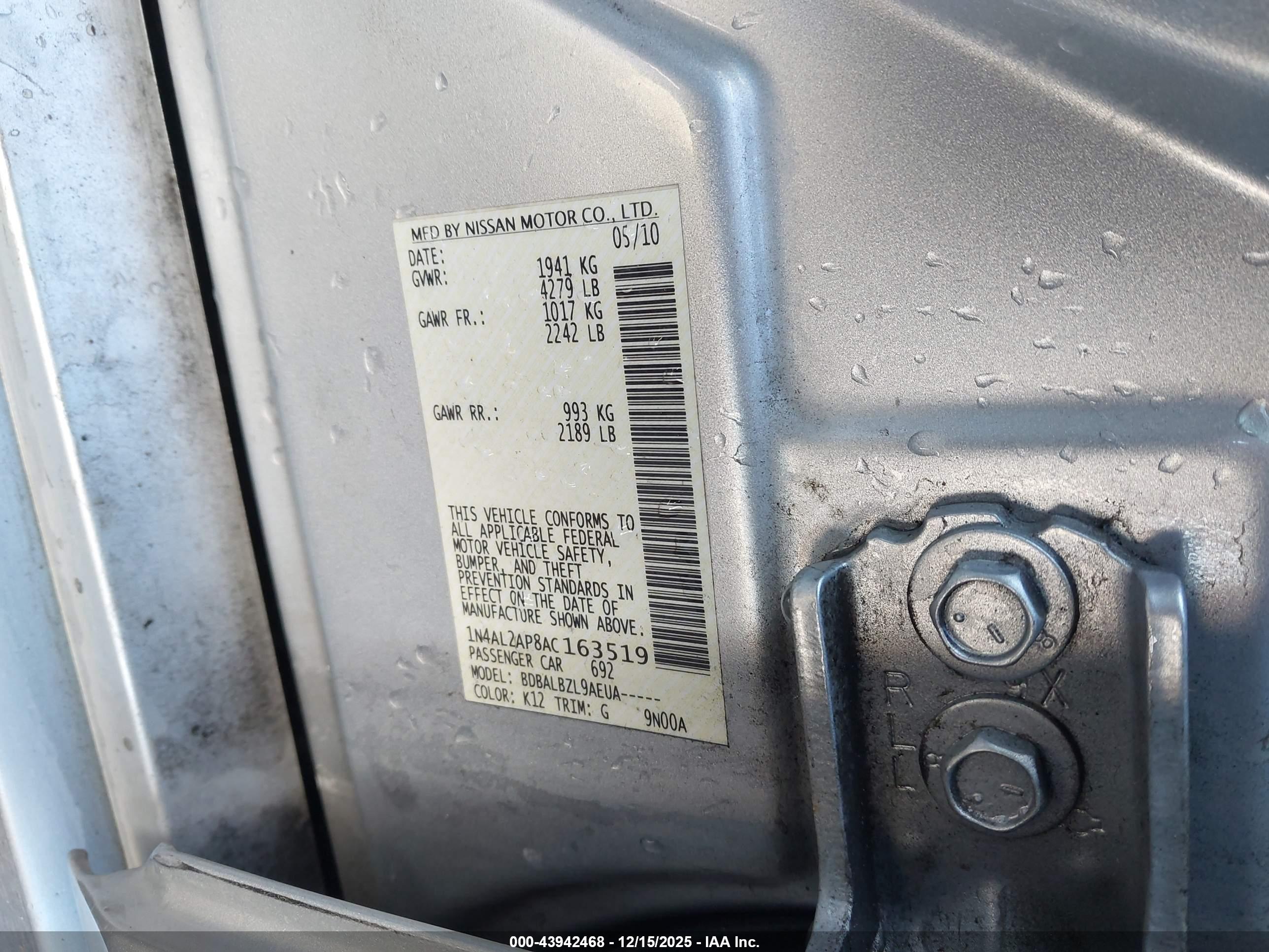 NISSAN ALTIMA image 9