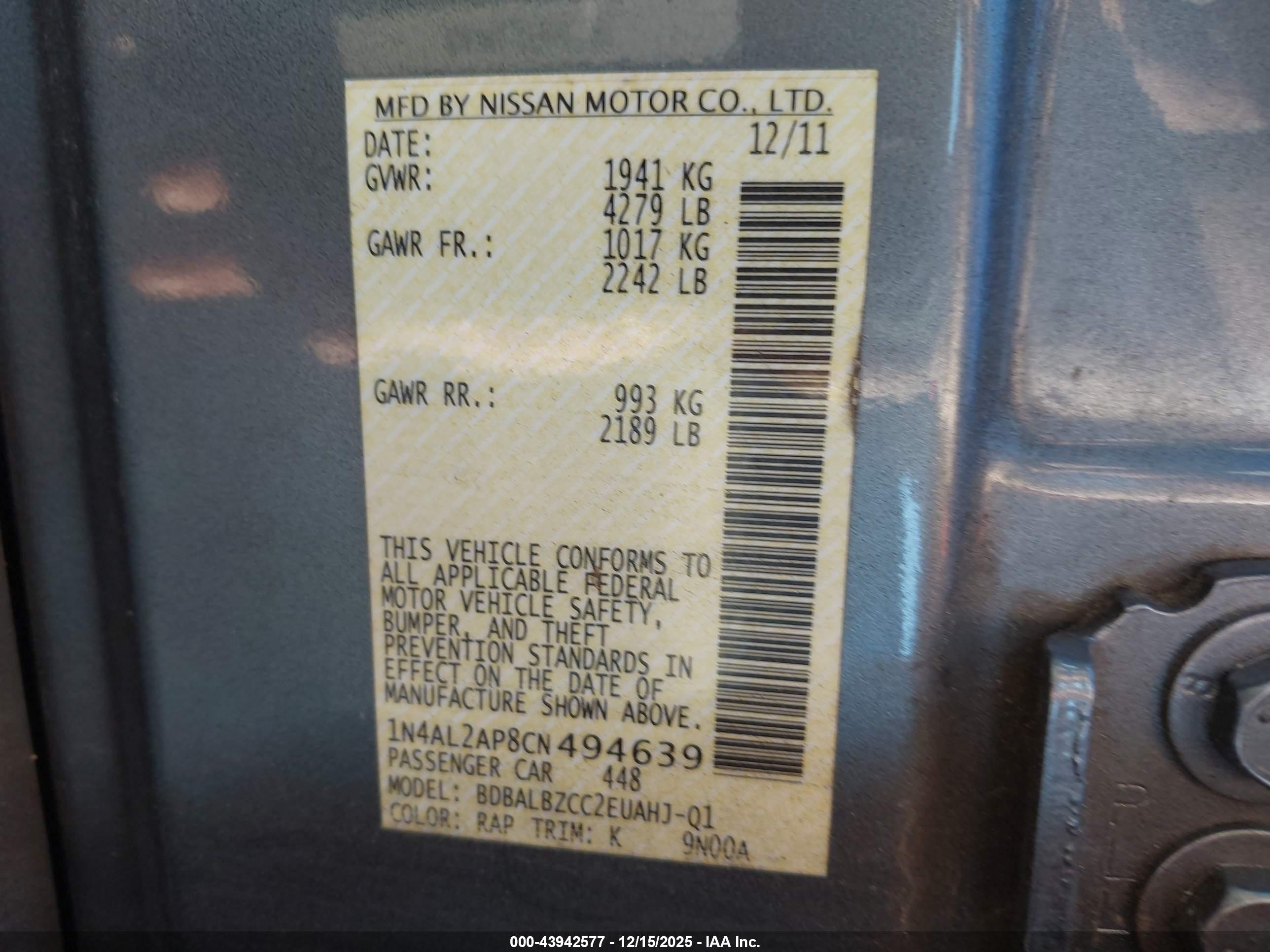 NISSAN ALTIMA image 9