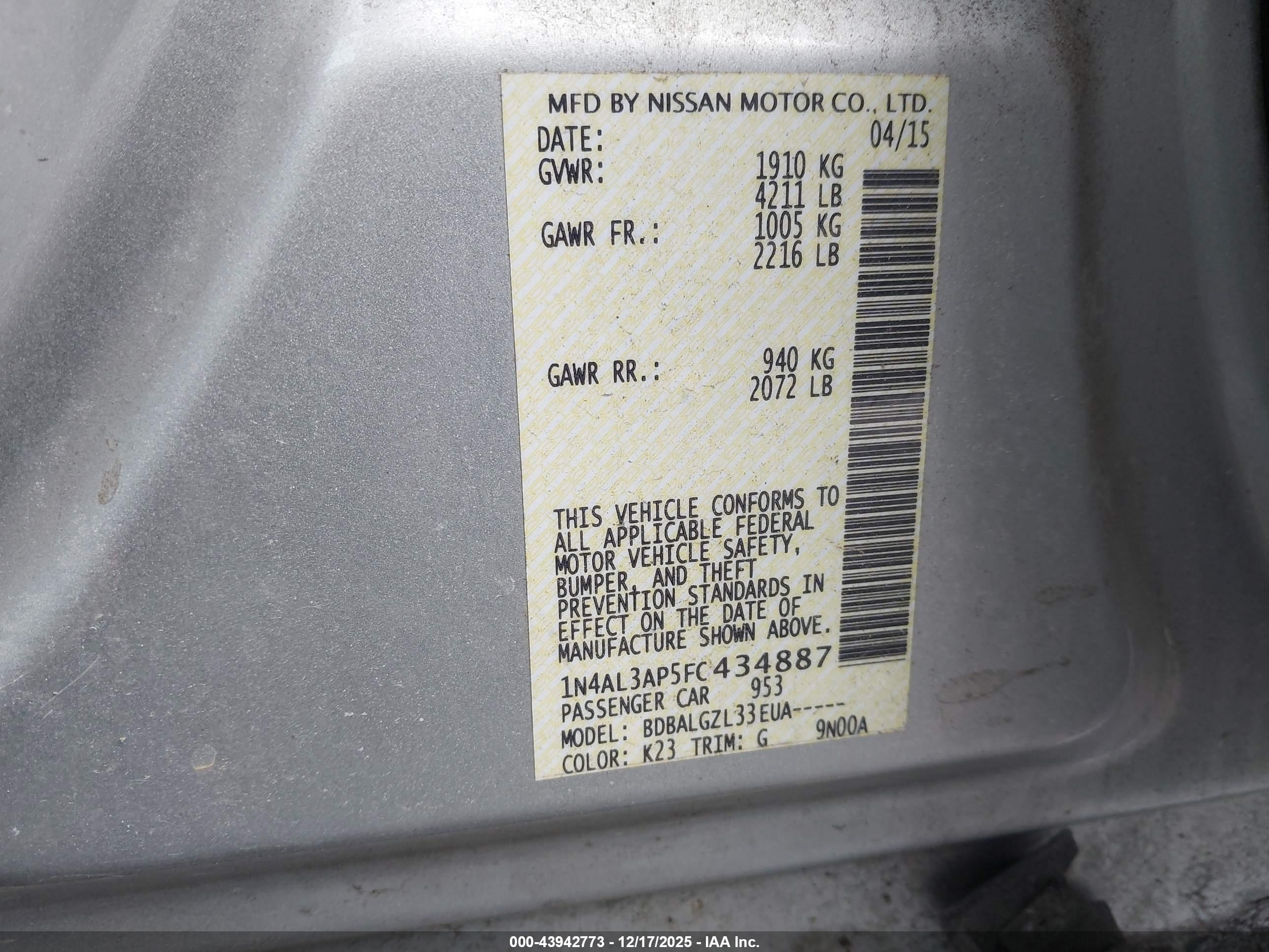 NISSAN ALTIMA image 9