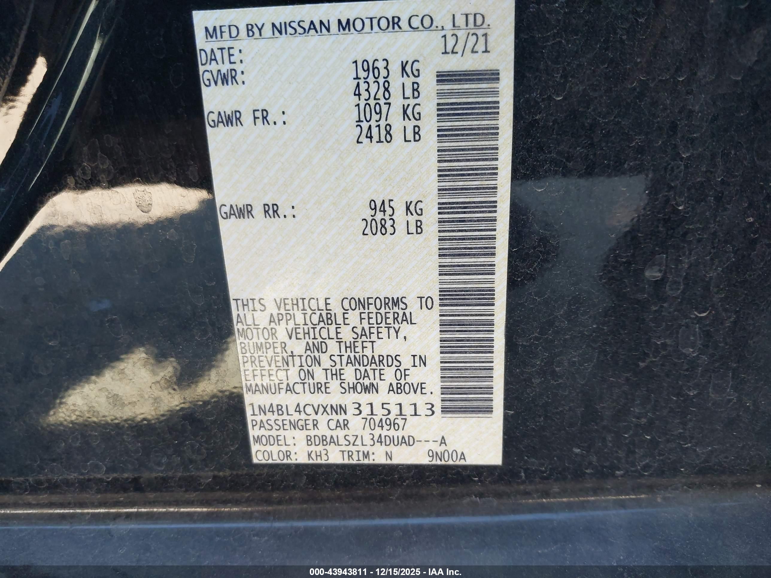 NISSAN ALTIMA image 9
