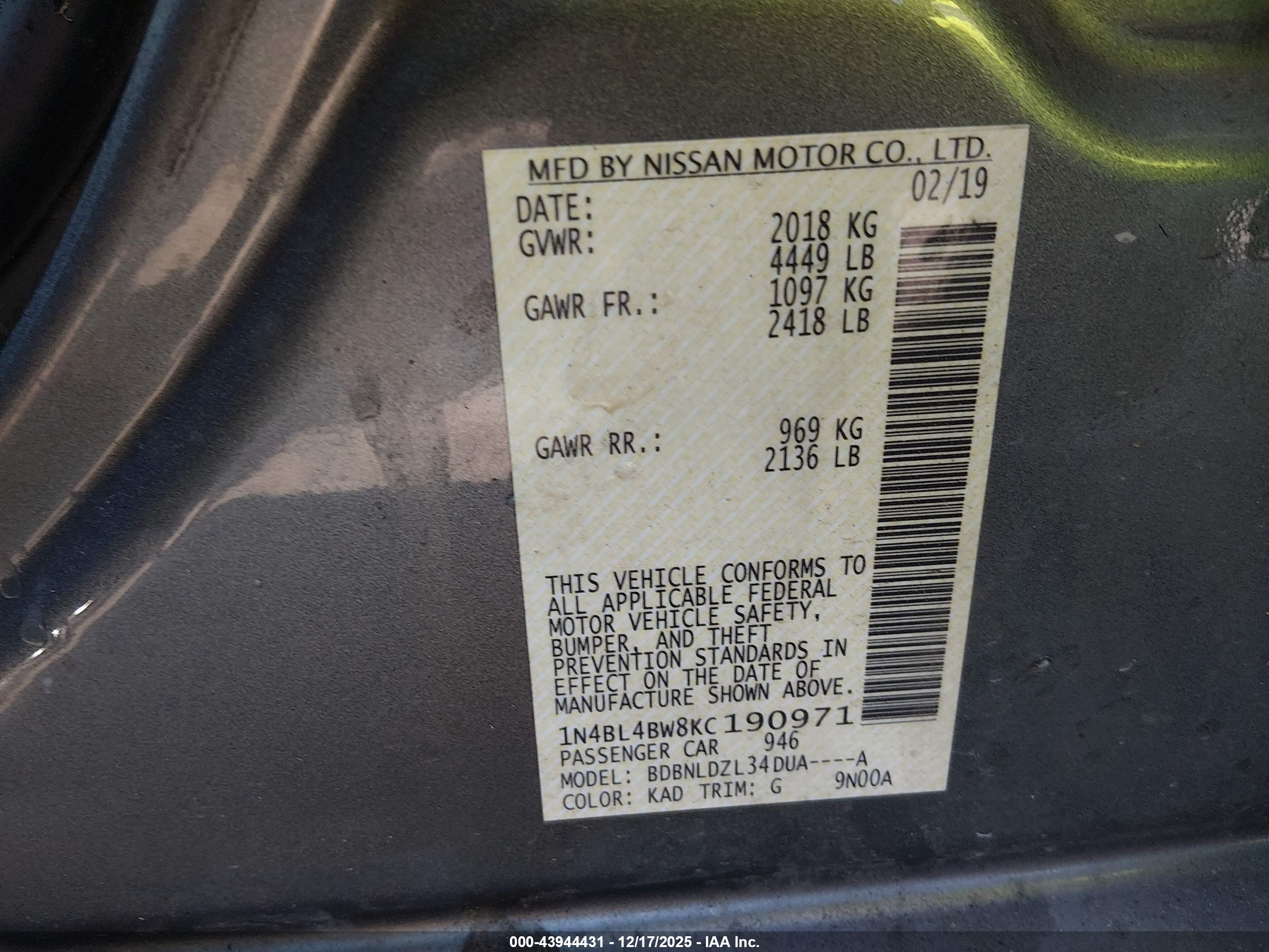 NISSAN ALTIMA image 9