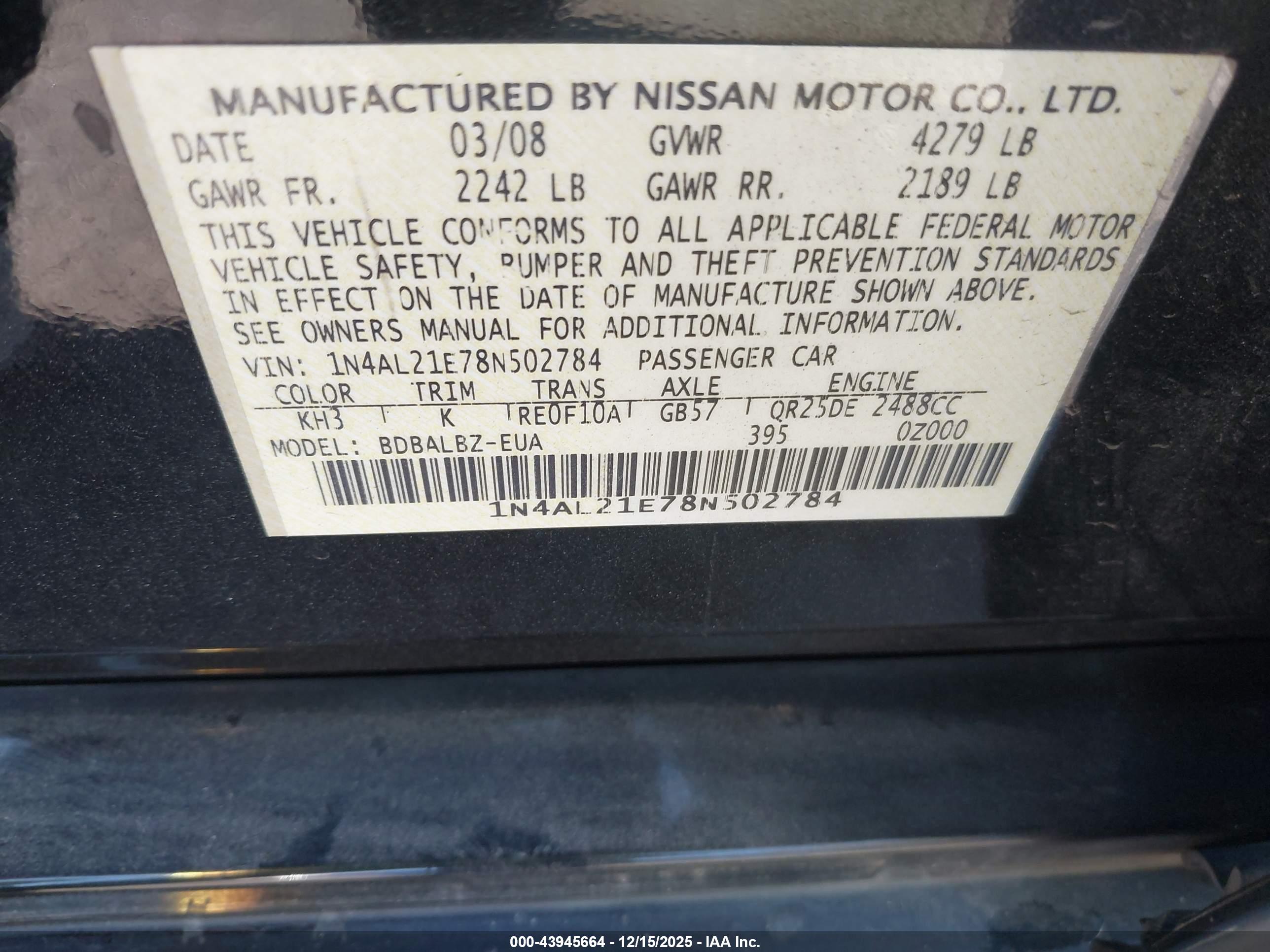 NISSAN ALTIMA image 9