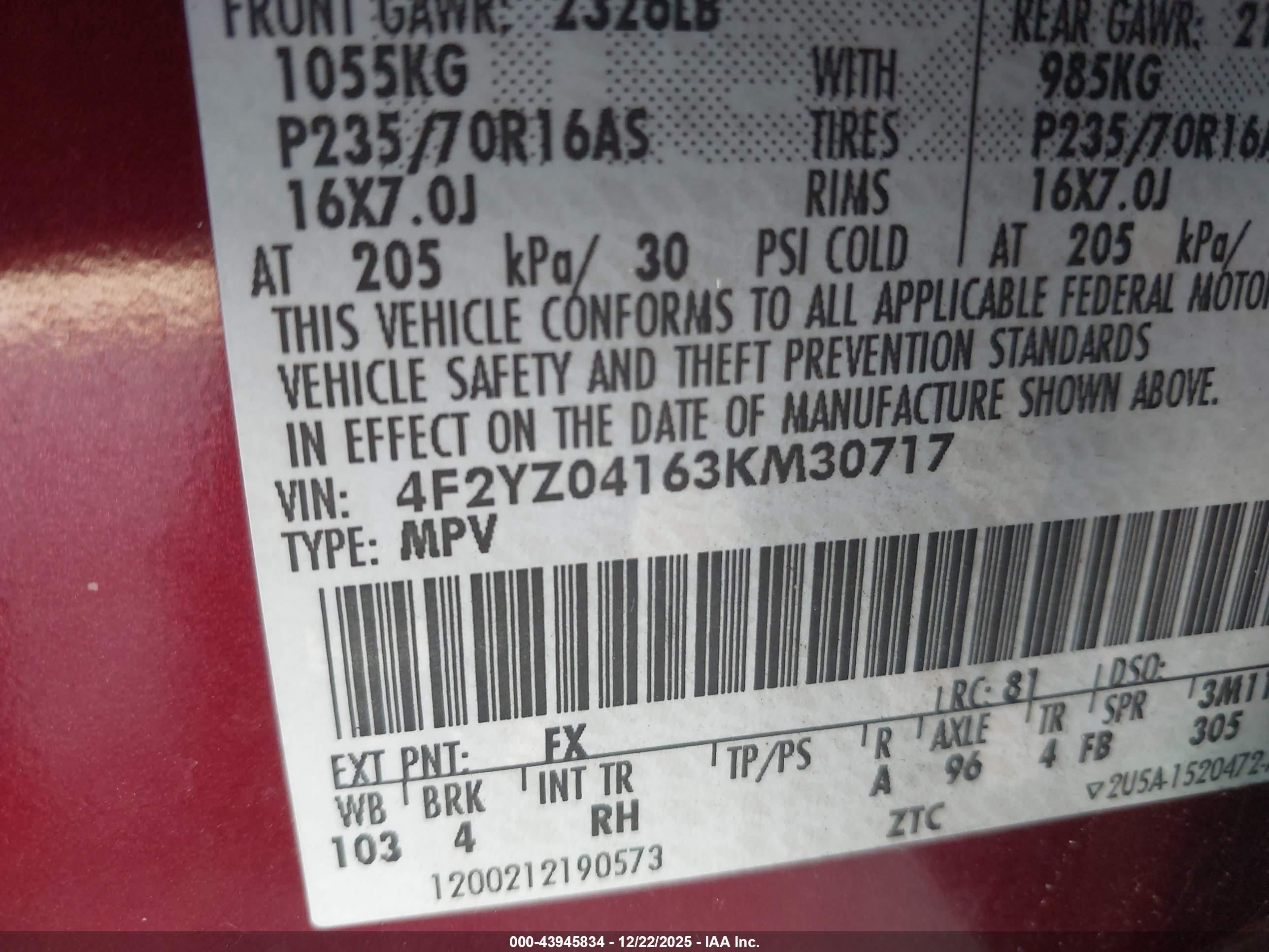 MAZDA TRIBUTE image 9