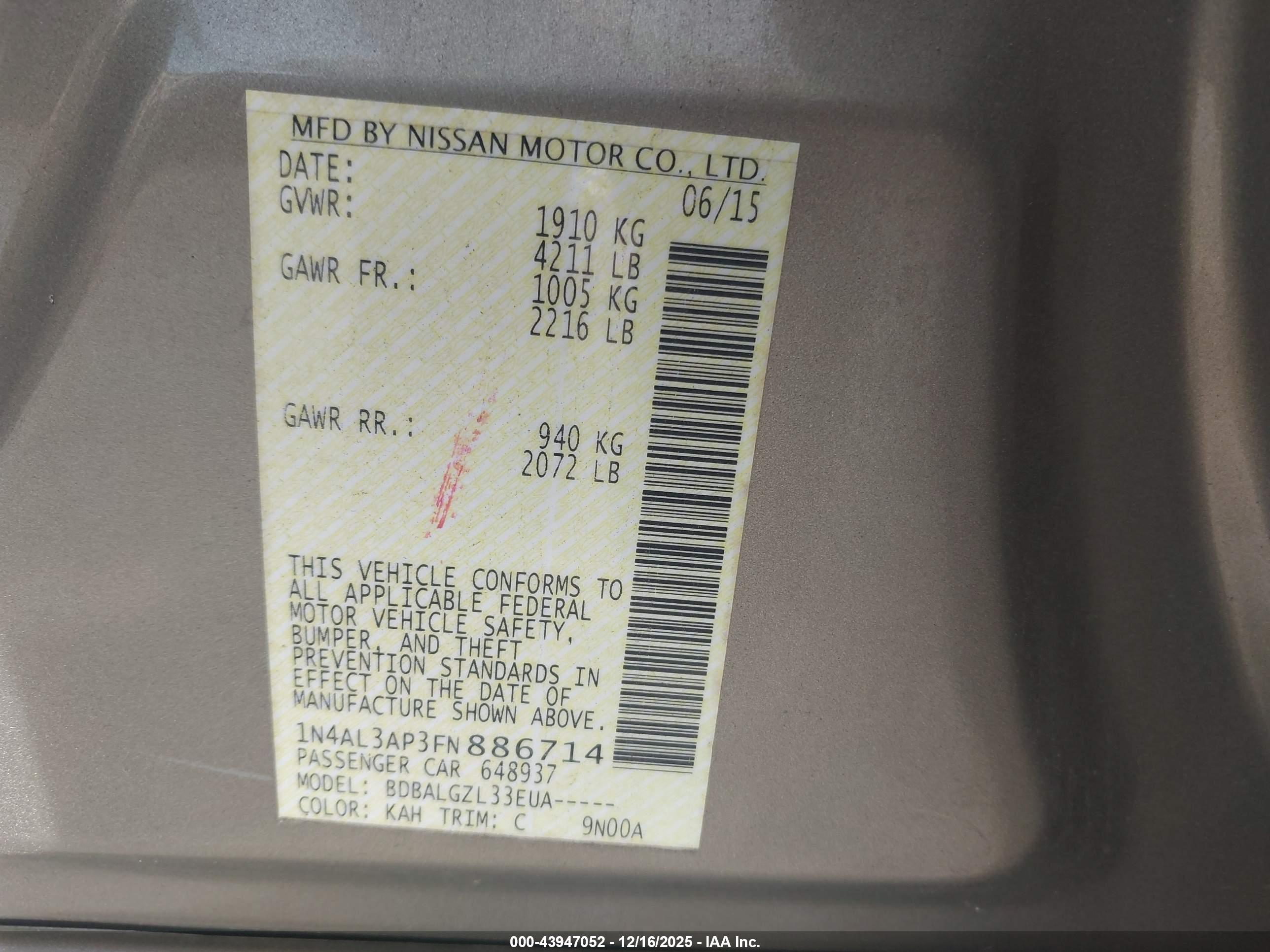NISSAN ALTIMA image 9