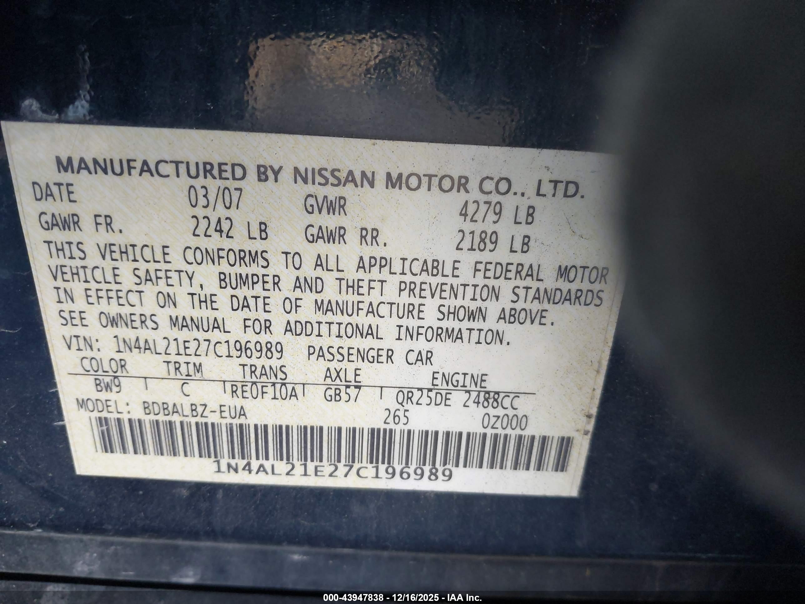 NISSAN ALTIMA image 9