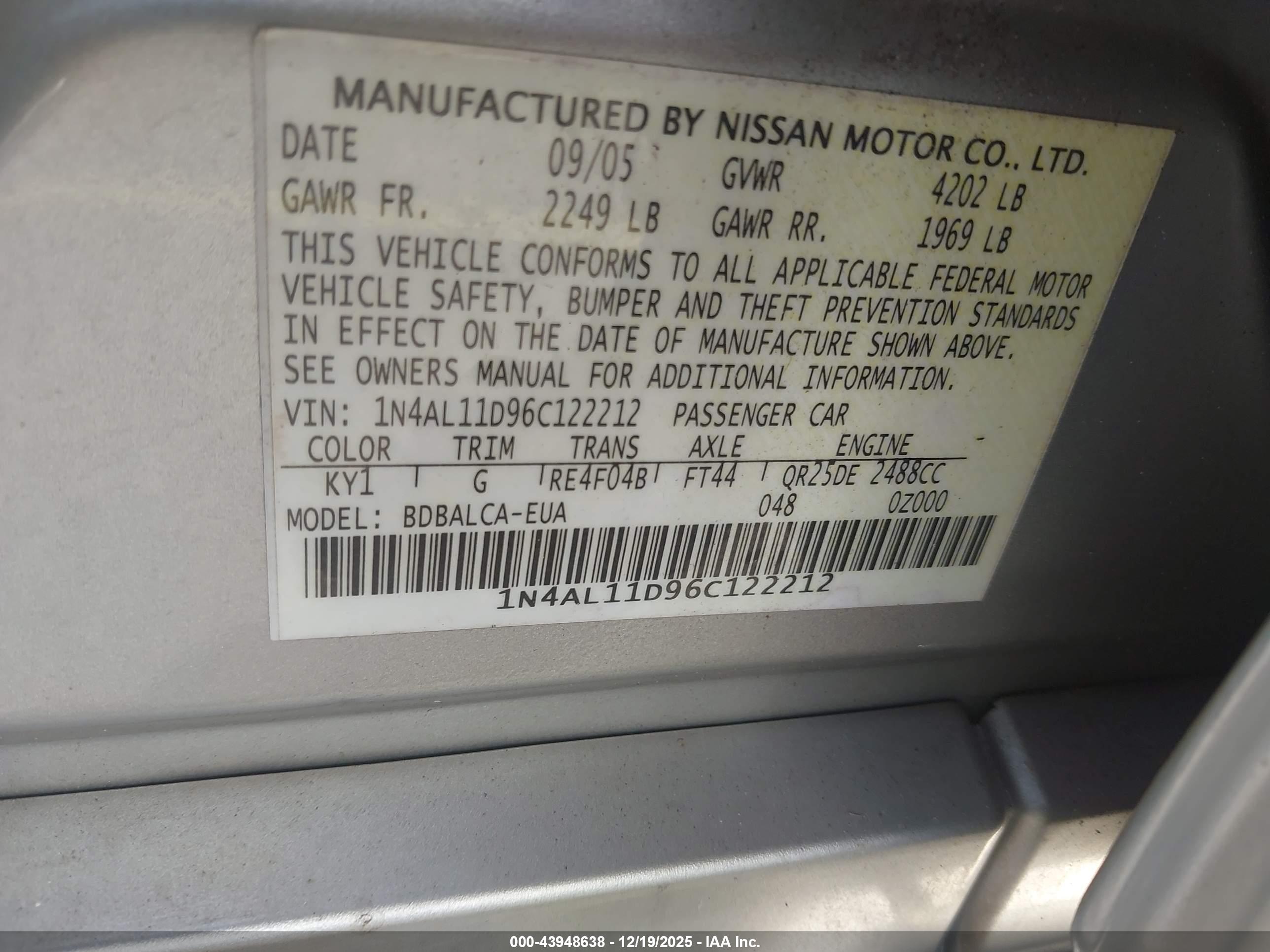 NISSAN ALTIMA image 9