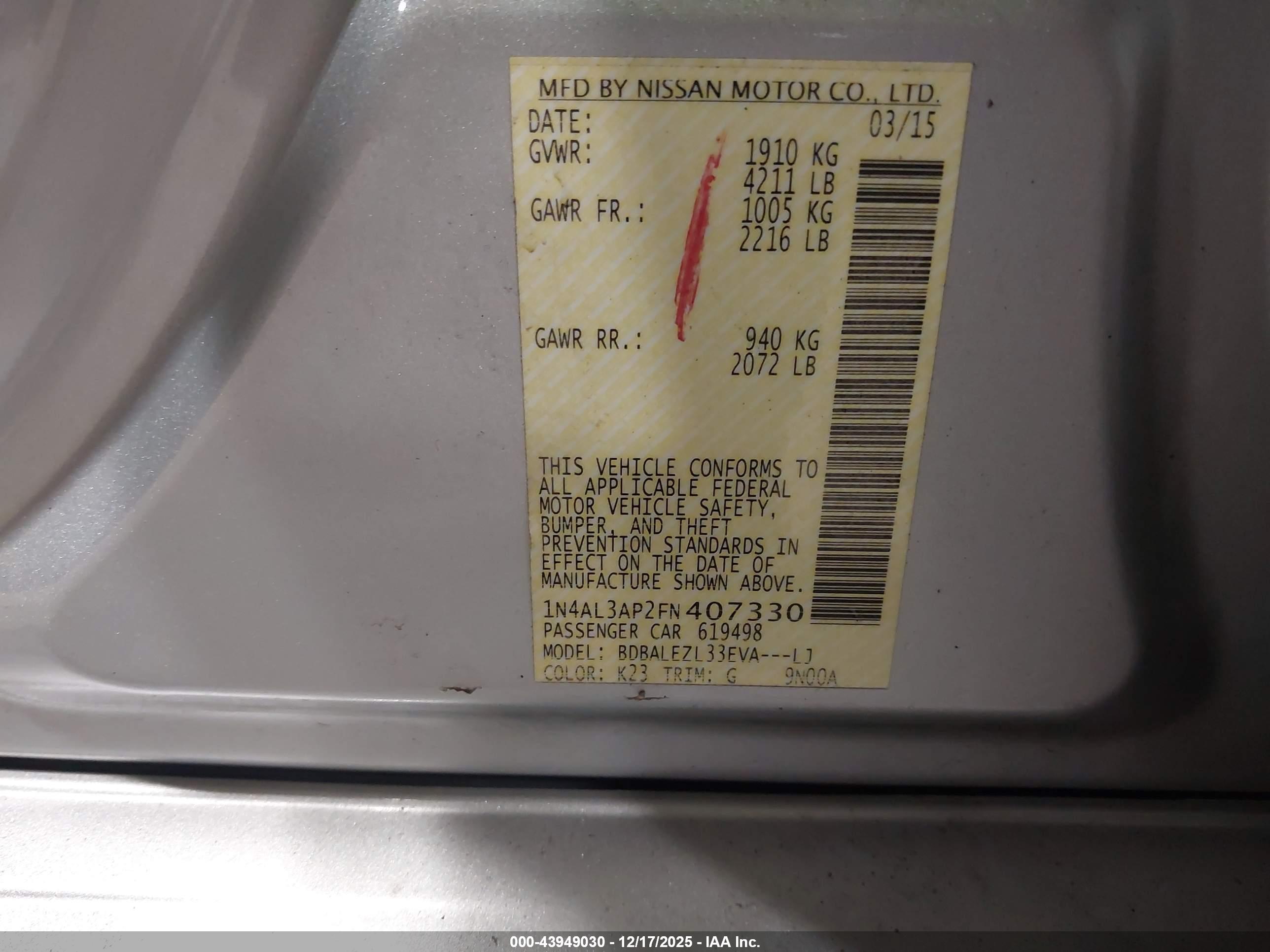 NISSAN ALTIMA image 9