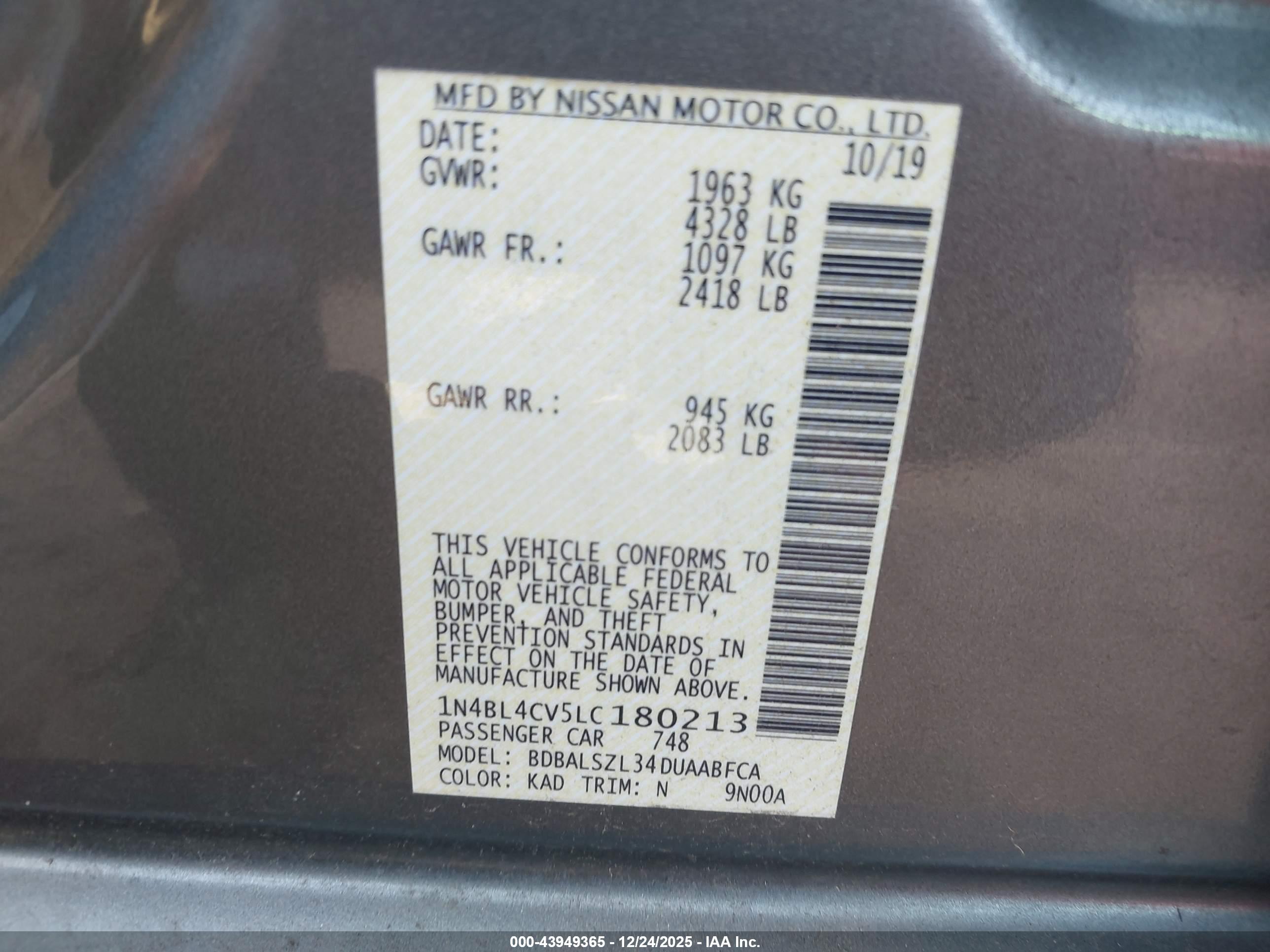 NISSAN ALTIMA image 9