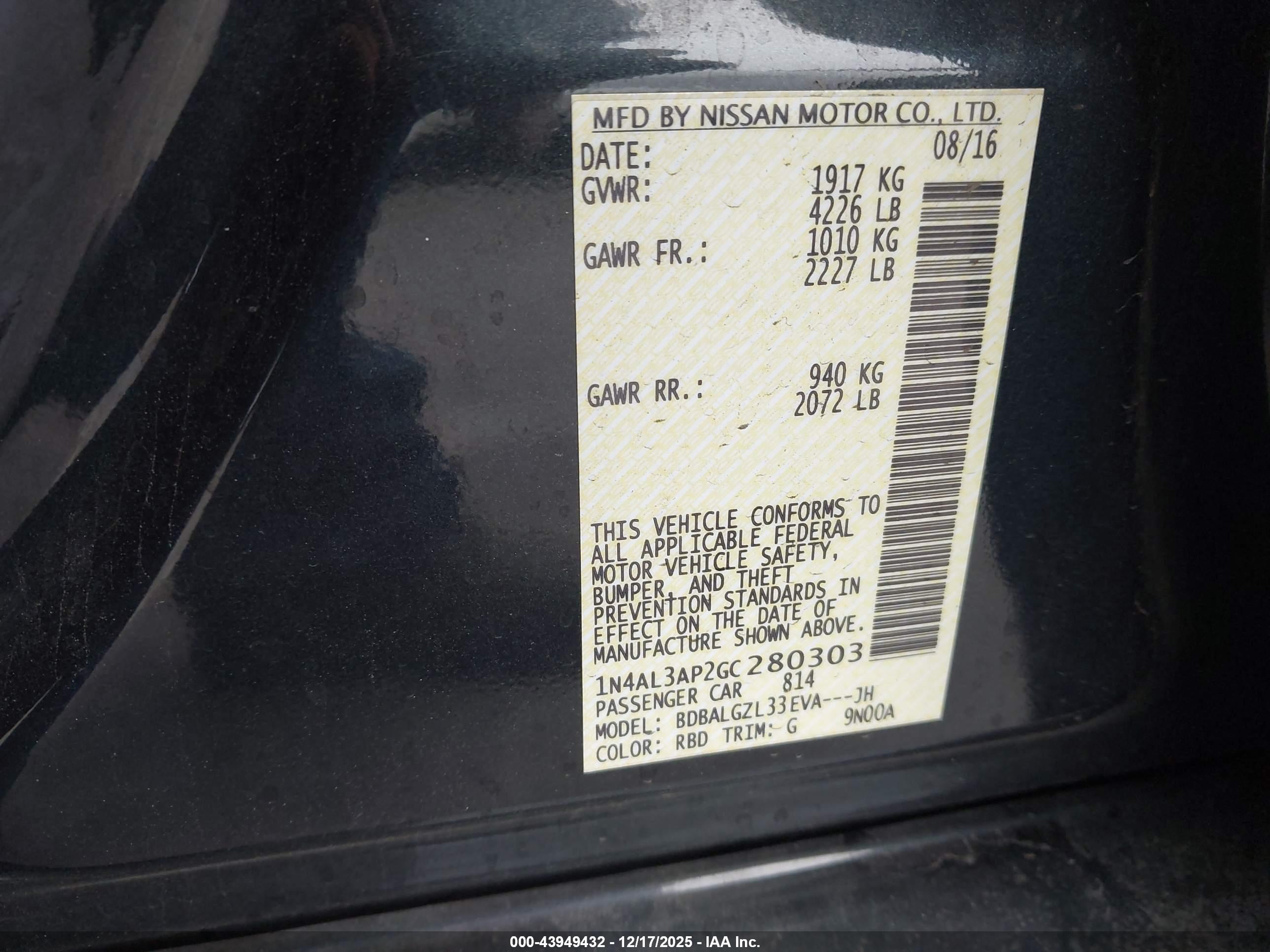 NISSAN ALTIMA image 9