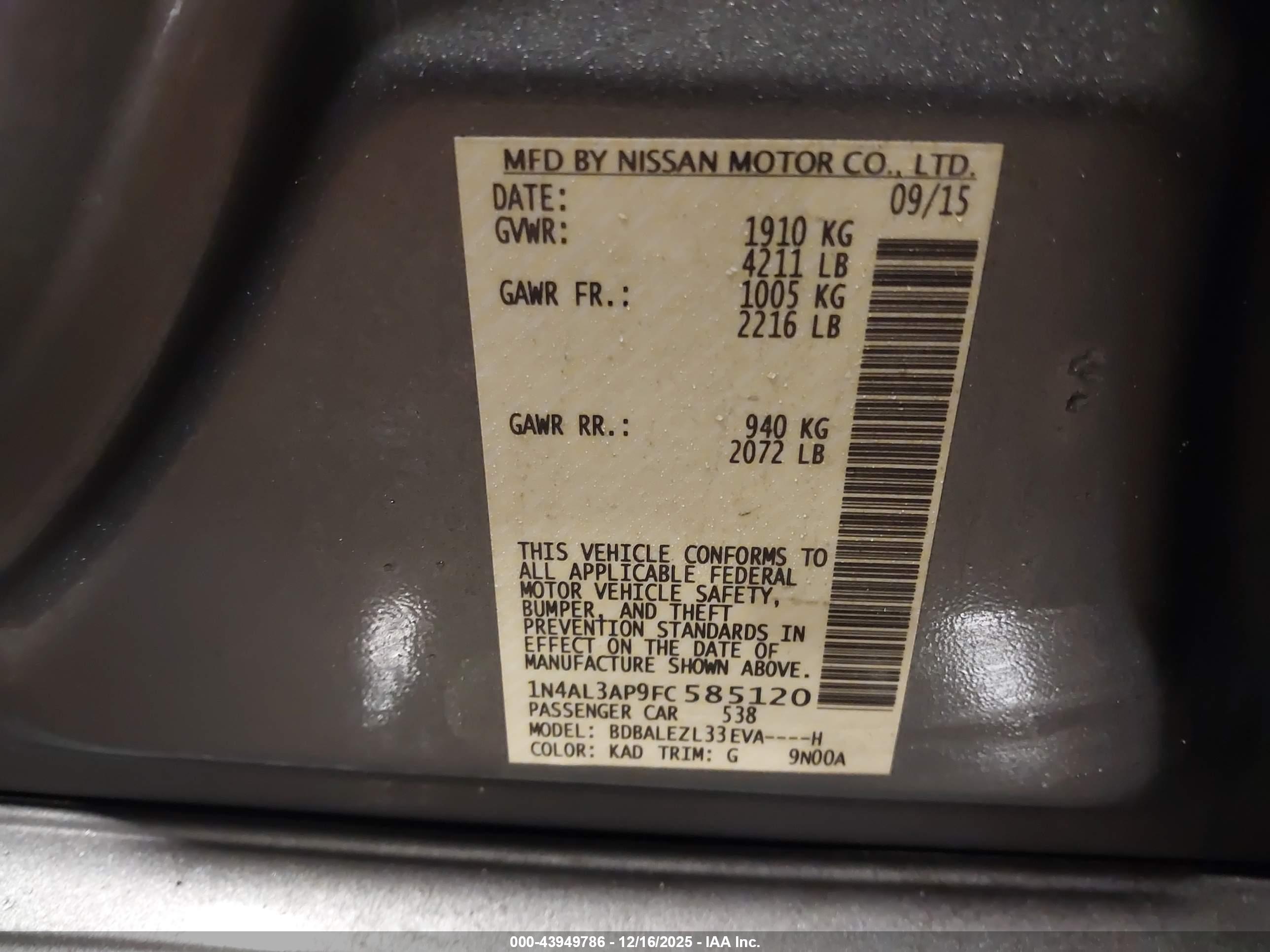 NISSAN ALTIMA image 9
