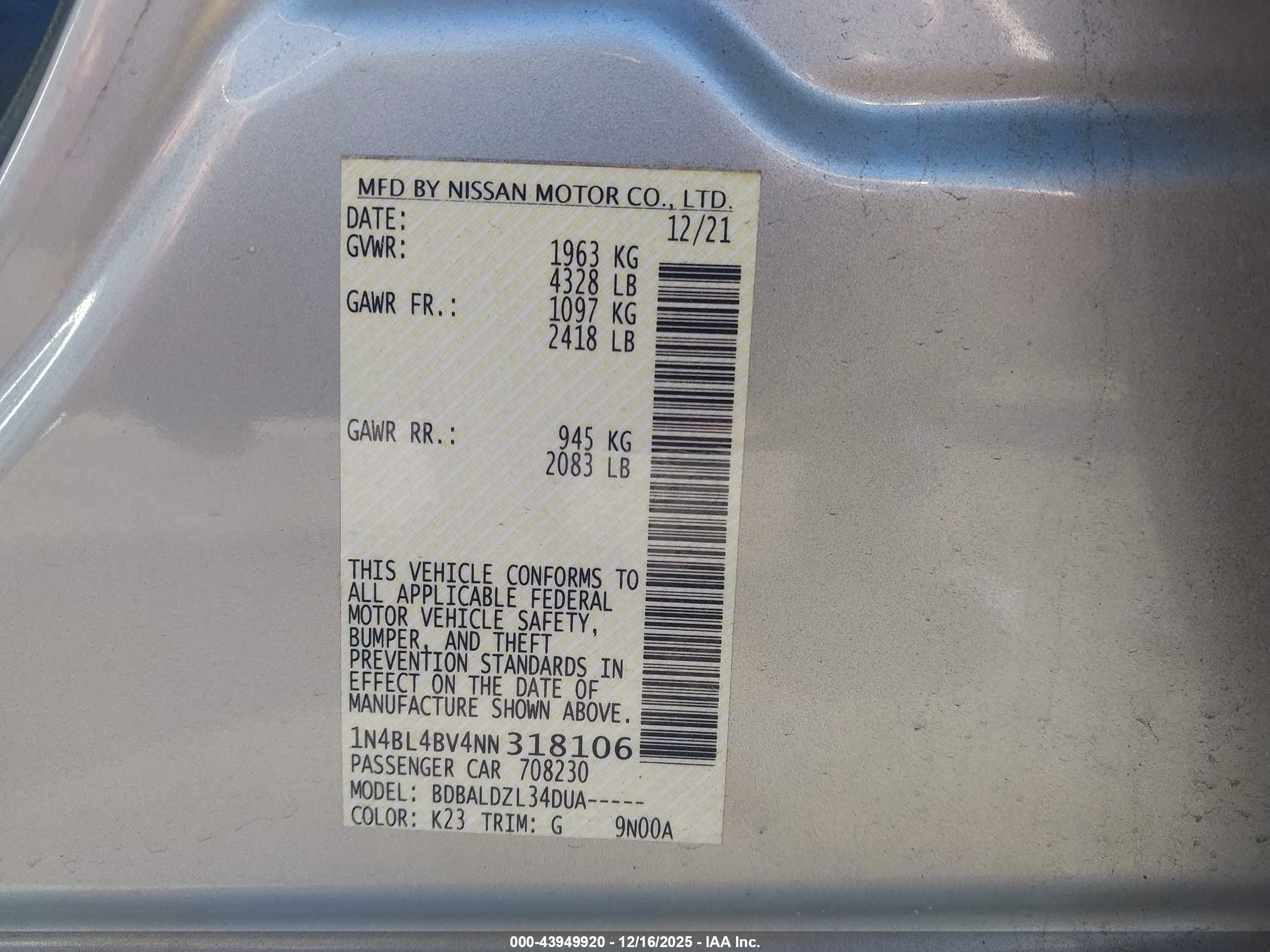 NISSAN ALTIMA image 9