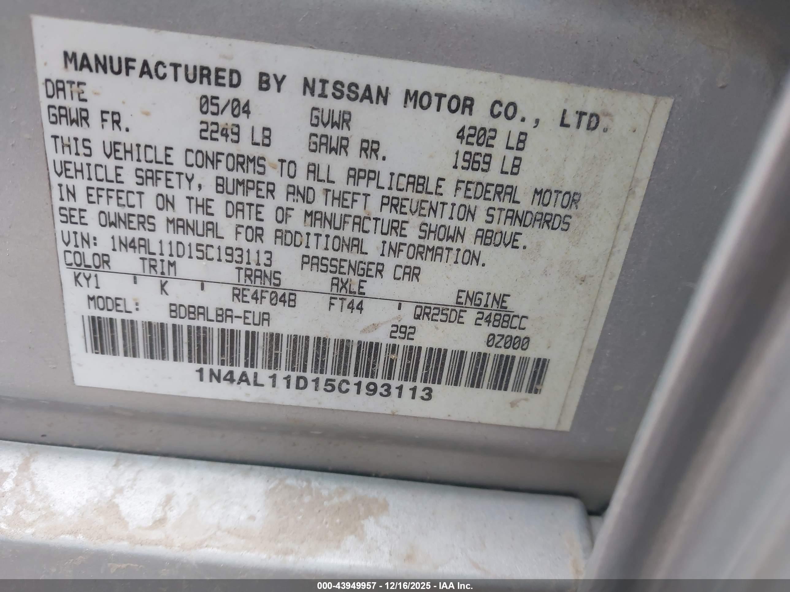 NISSAN ALTIMA image 9