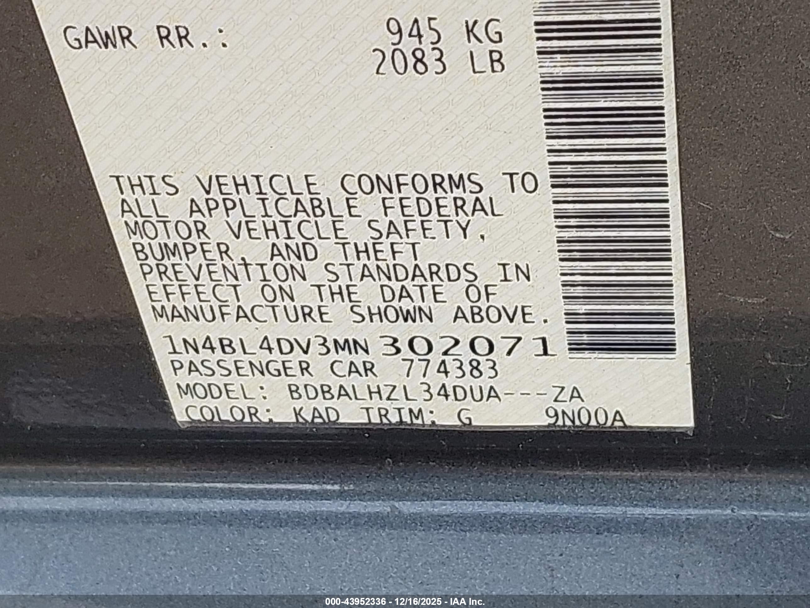 NISSAN ALTIMA image 9