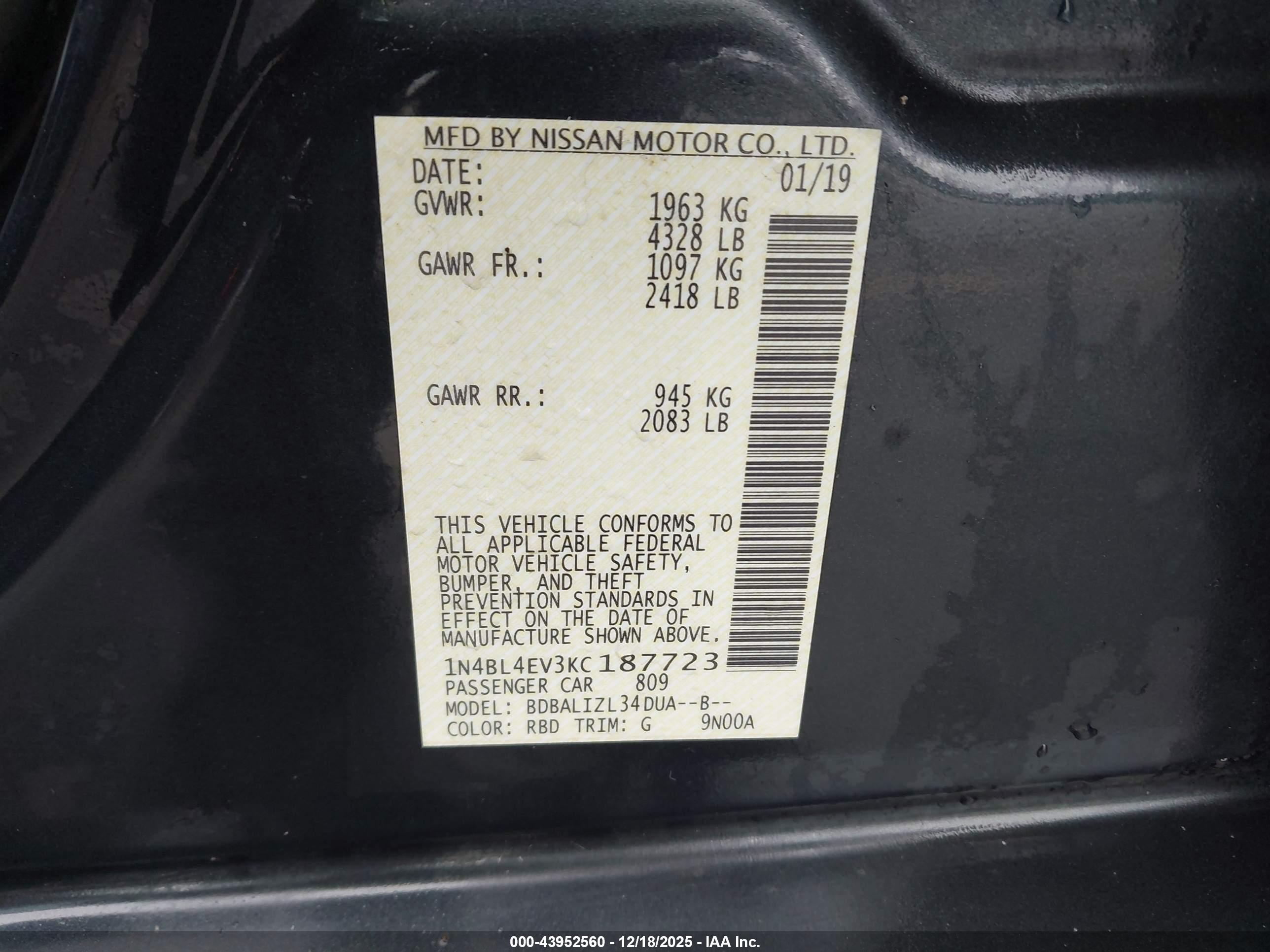 NISSAN ALTIMA image 9