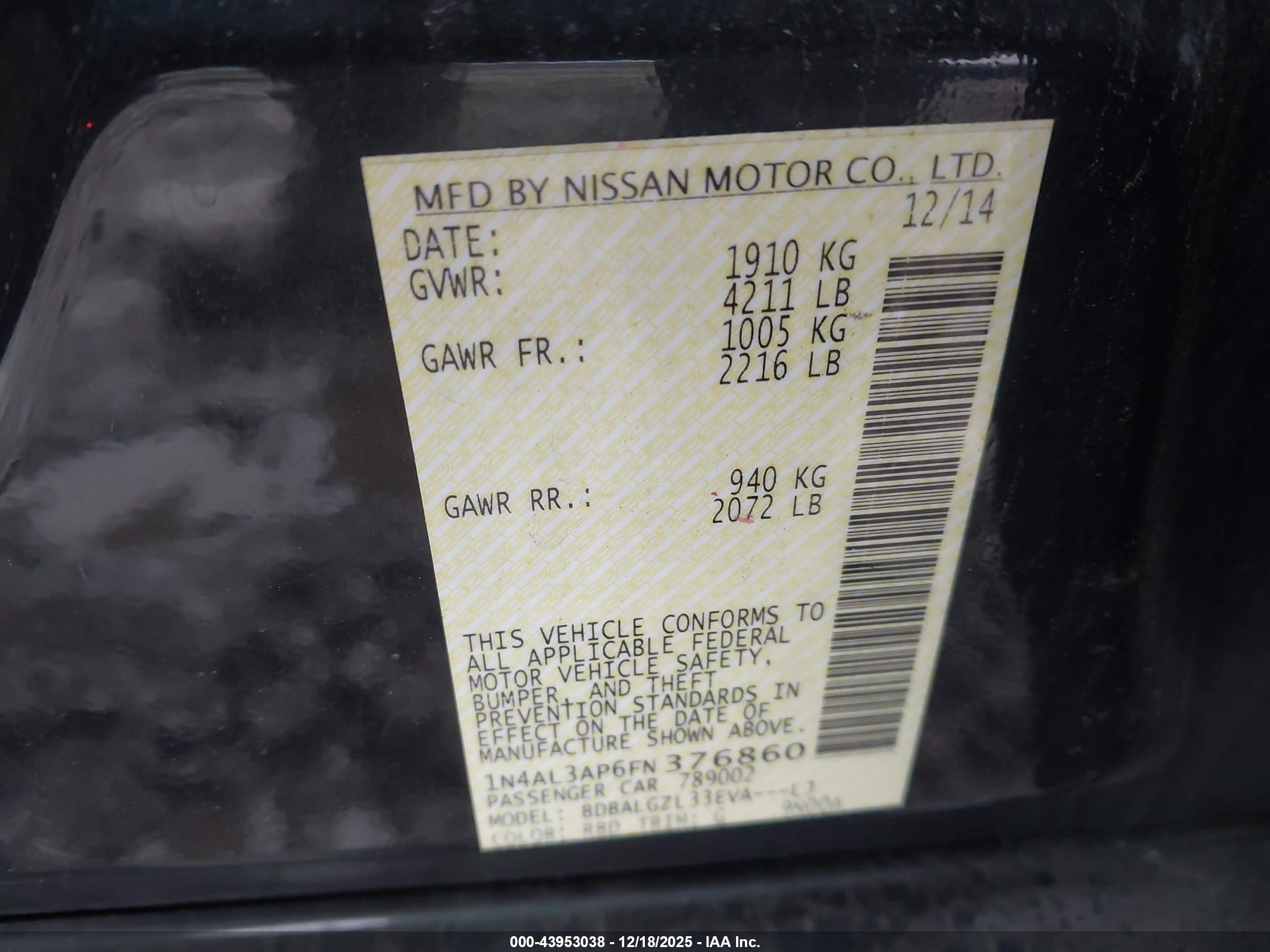 NISSAN ALTIMA image 9
