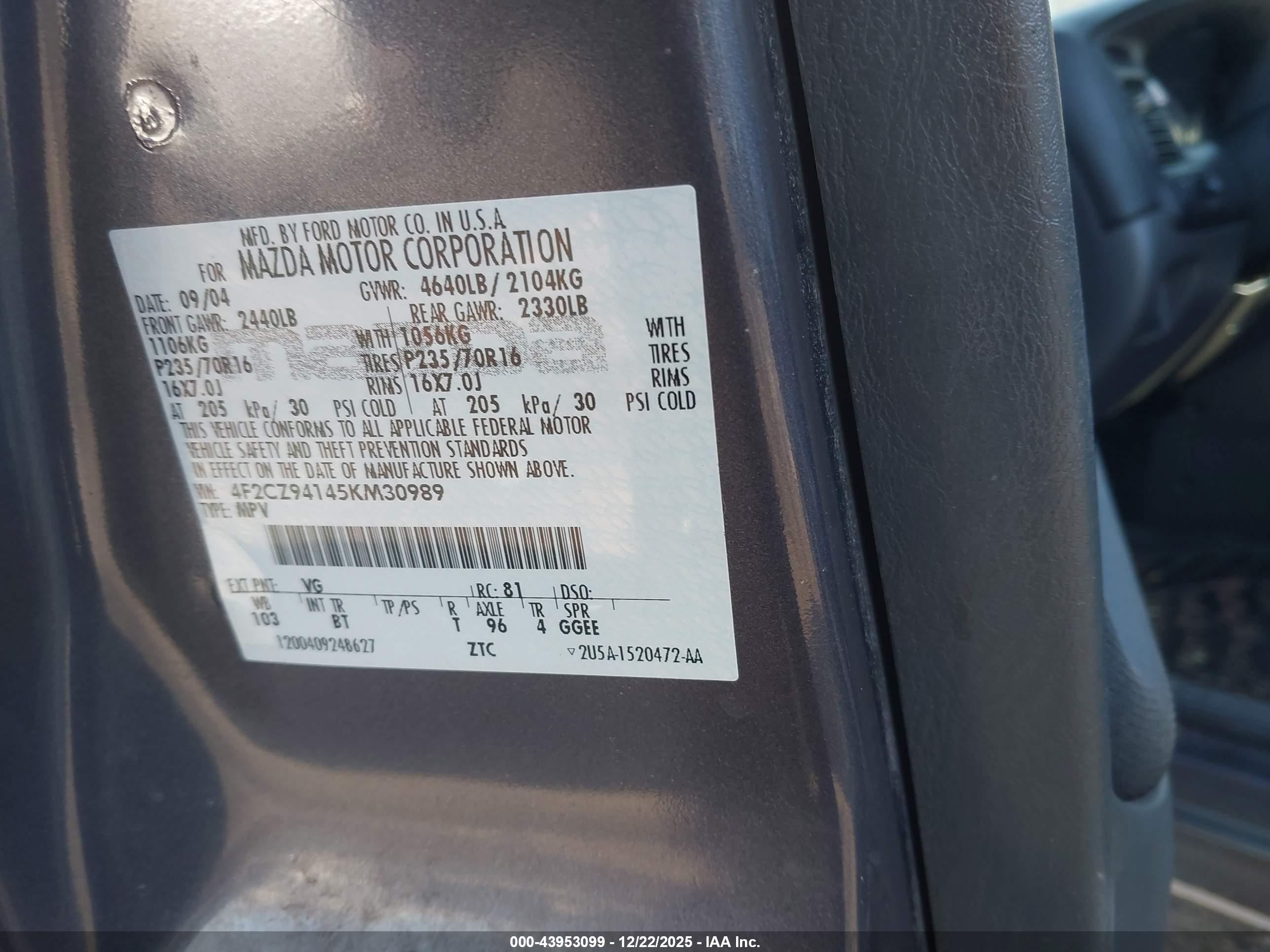 MAZDA TRIBUTE image 9